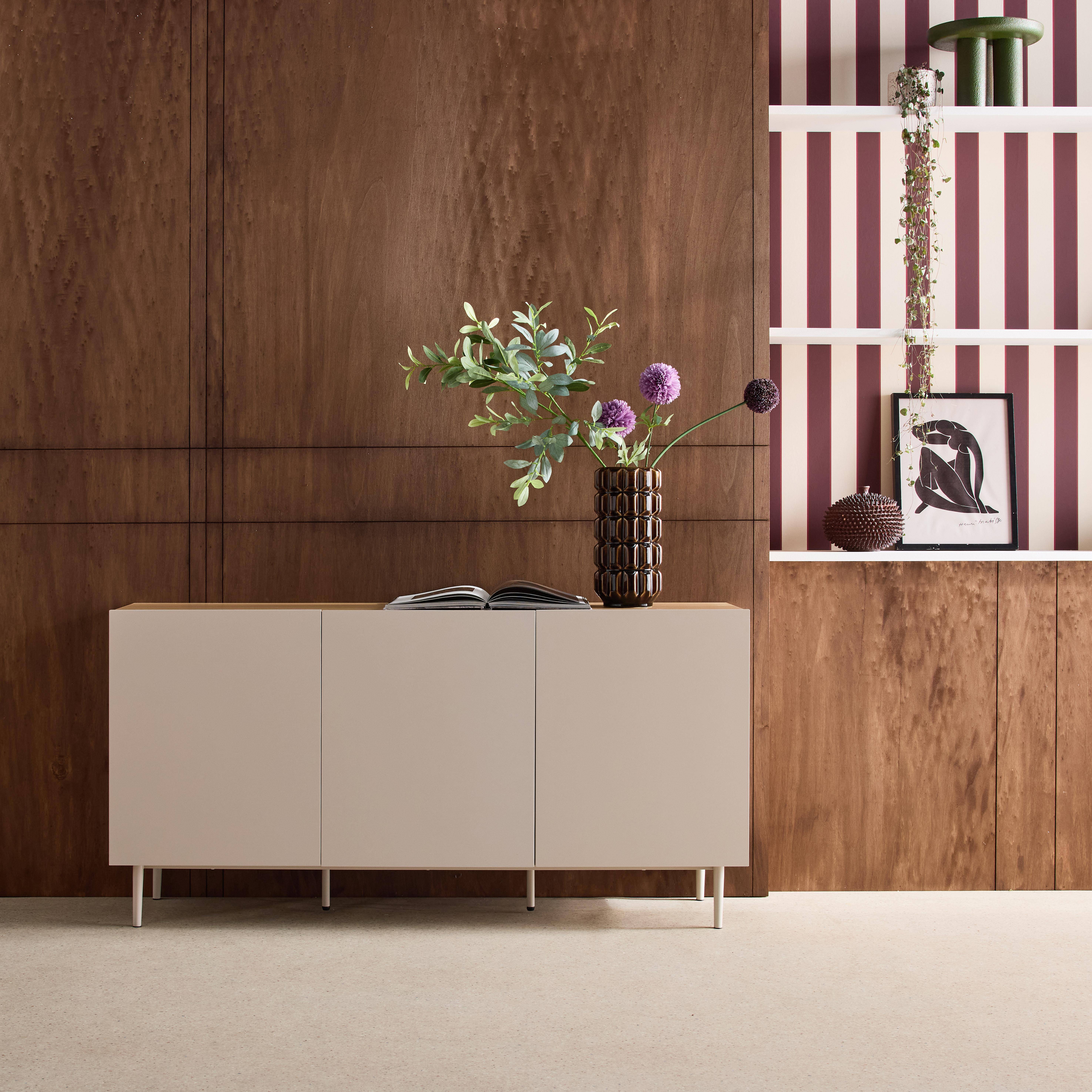 Sideboard metal and wood decor 3 doors 150 cm beige and natural - Ashton,sweeek,Photo1