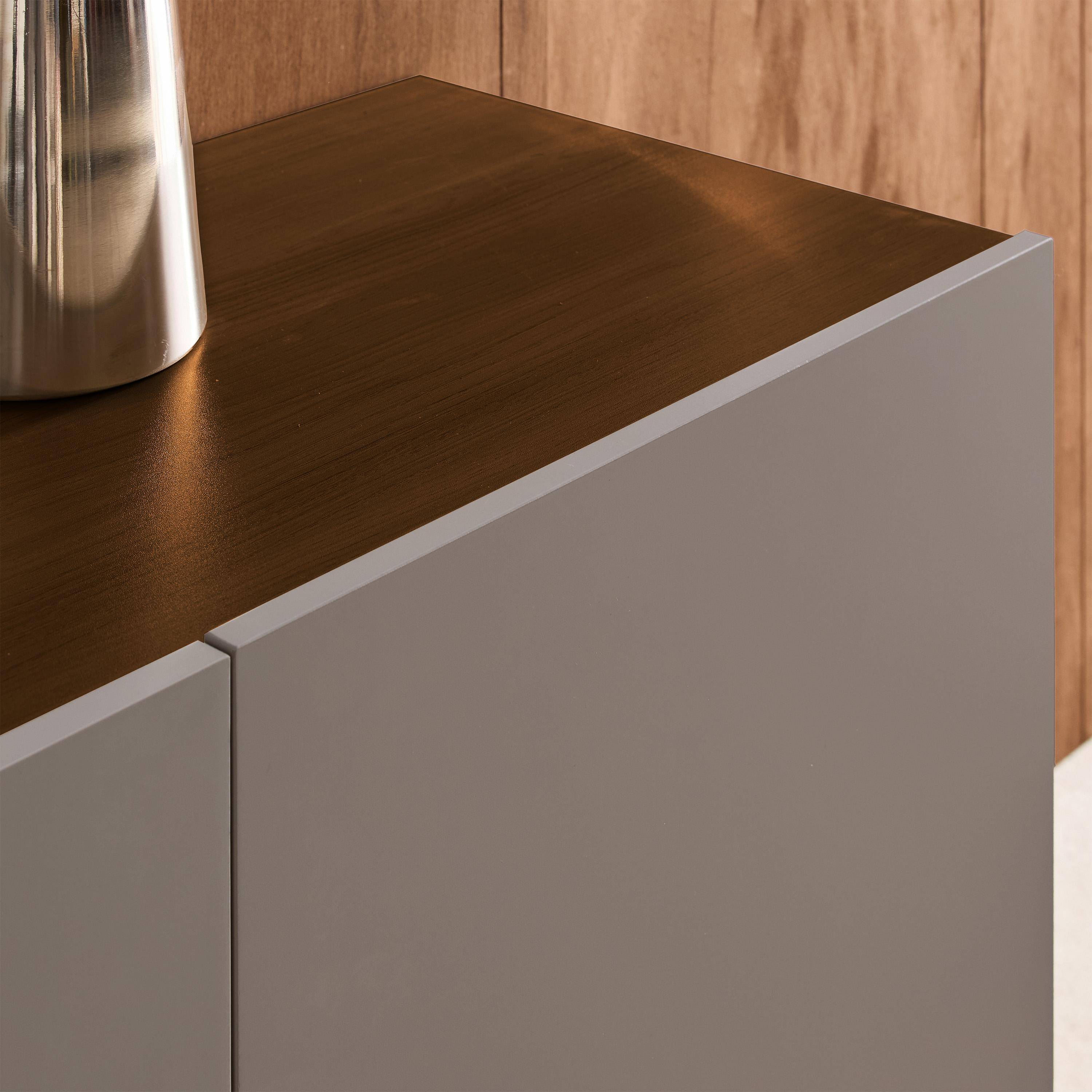 Sideboard metal and wood decor 3 doors 150 cm grey and walnut 150x40x75 cm - Ashton Photo5
