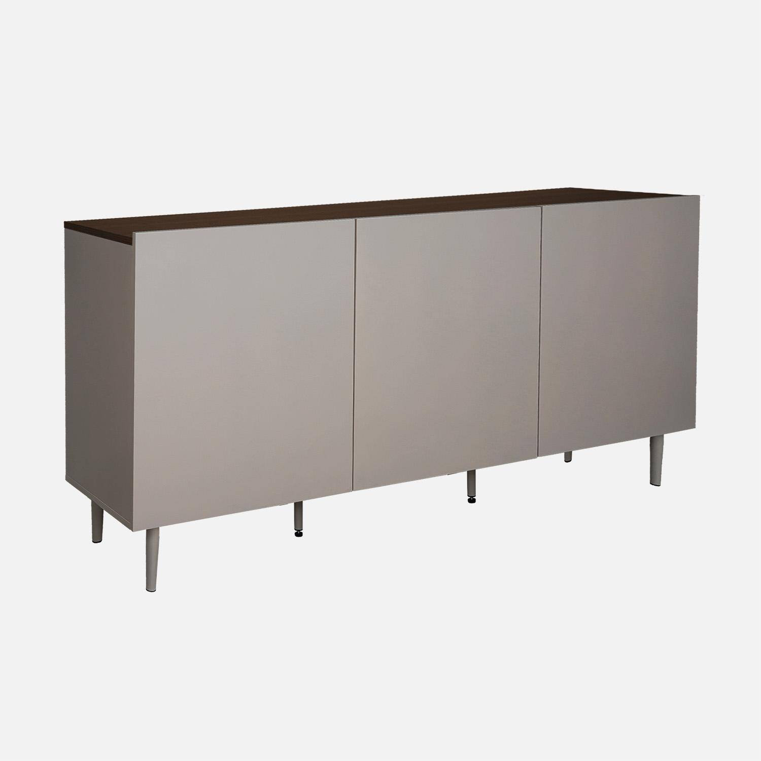 Buffet métal et décor bois 3 portes 150cm gris et noyer - Ashton,sweeek,Photo1