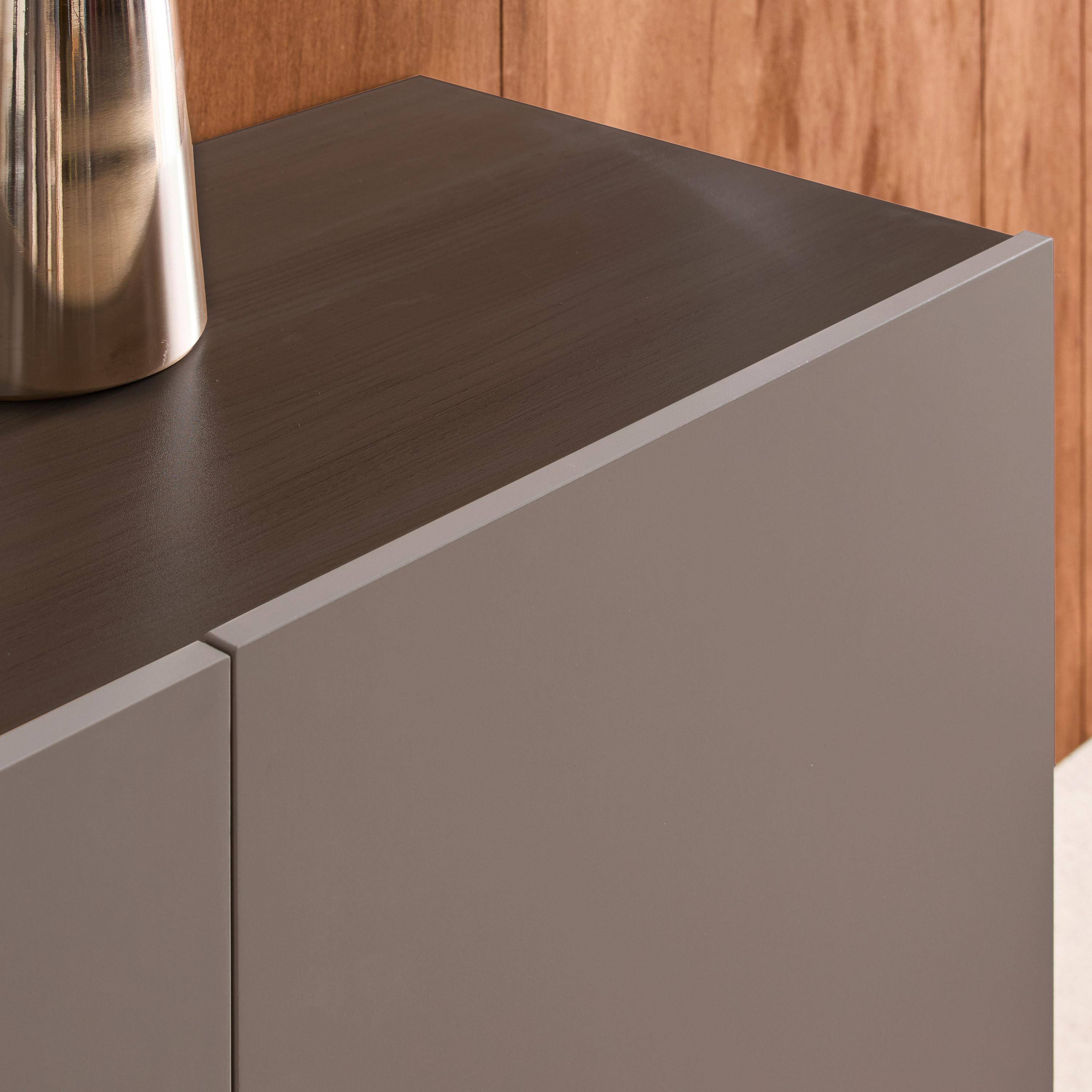 Kredens metalowy w kolorze drewna, 3 drzwi, 150 cm, szary i orzech - Ashton Photo5