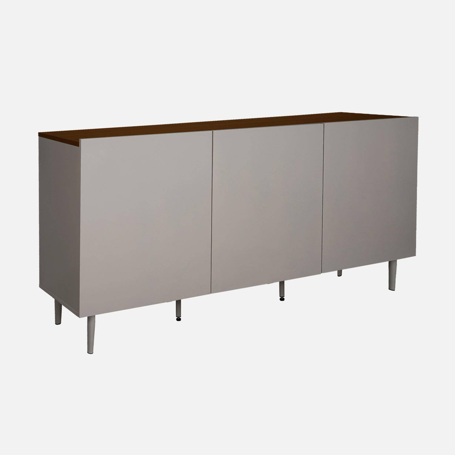Sideboard metal and wood decor 3 doors 150 cm grey and walnut 150x40x75 cm - Ashton Photo6