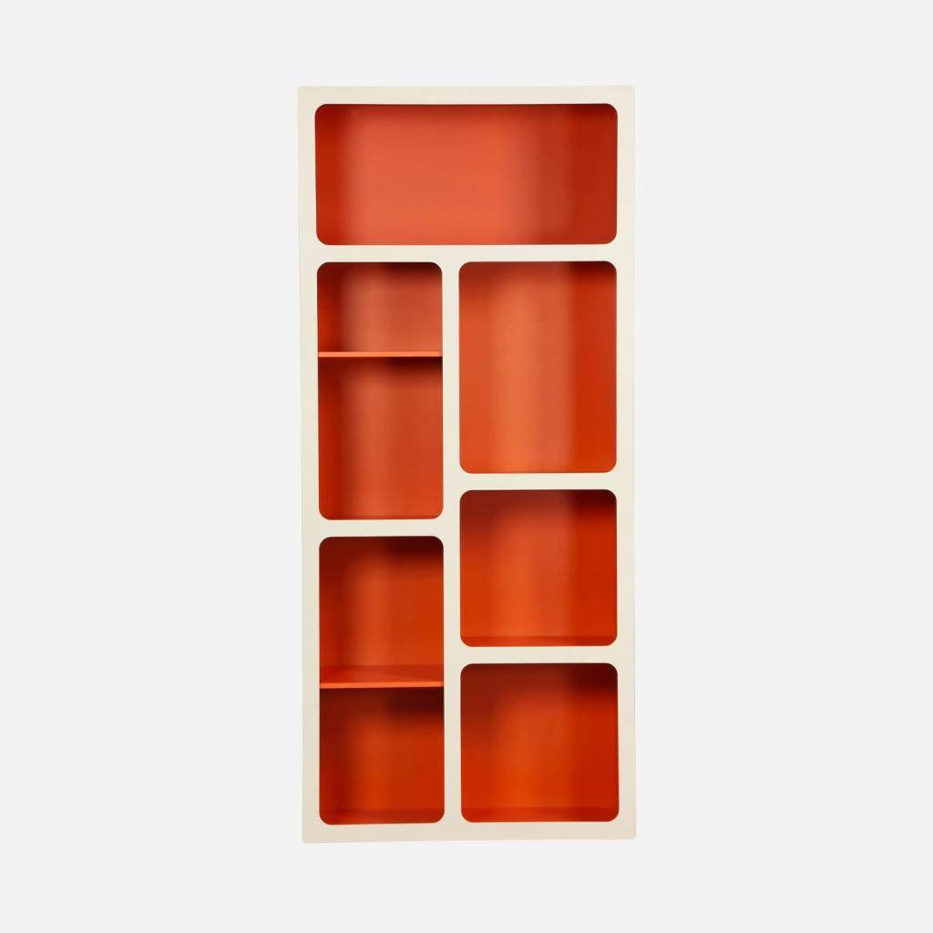 Organic bookshelf with wood decor 8 compartments orange - Agatha,sweeek,Photo4