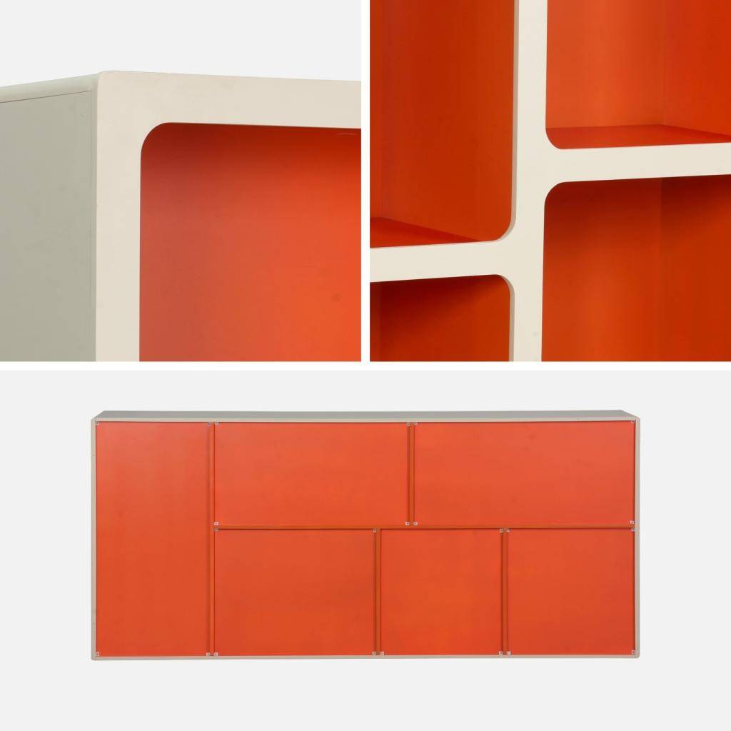 Organic bookshelf with wood decor 8 compartments orange - Agatha Photo6