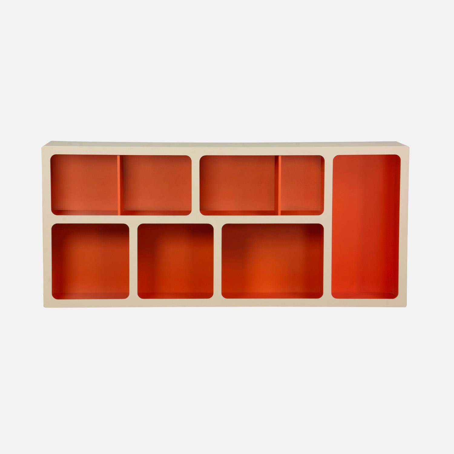 Estantería biblioteca orgánica decoración madera bicolor 8 compartimentos Naranja - 80x40x180 cm,sweeek,Photo5