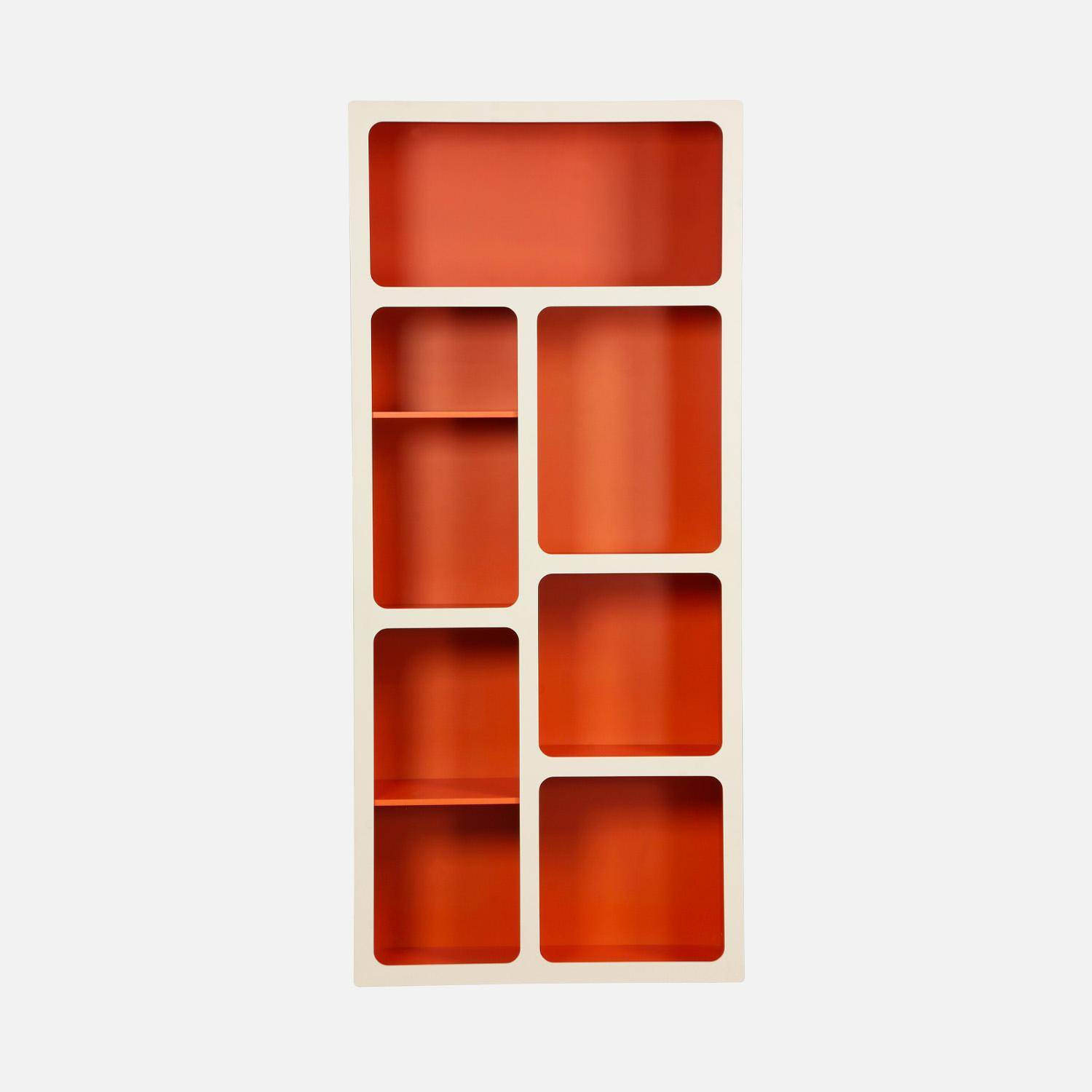 Estantería biblioteca orgánica decoración madera bicolor 8 compartimentos Naranja - 80x40x180 cm,sweeek,Photo4