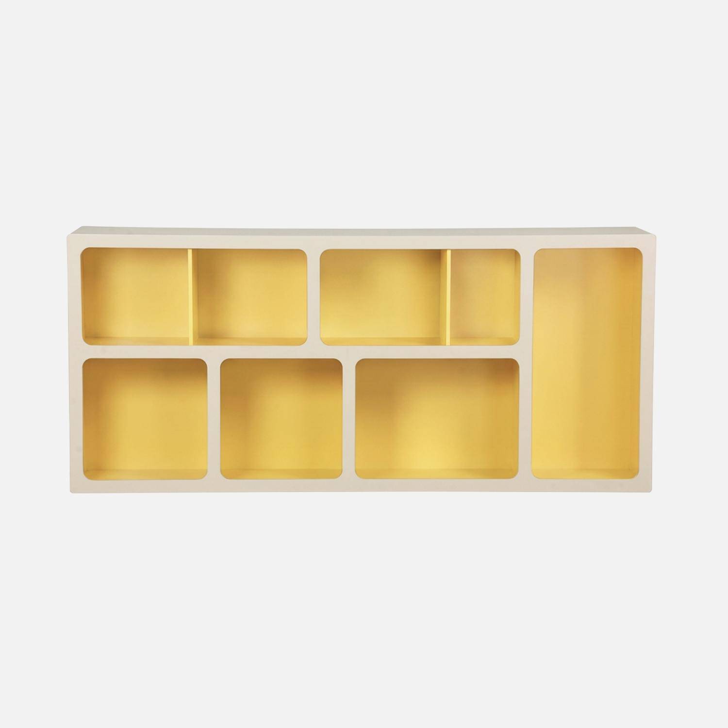 Estantería biblioteca orgánica decoración madera bicolor 8 compartimentos Amarillo - 80x40x180 cm,sweeek,Photo5
