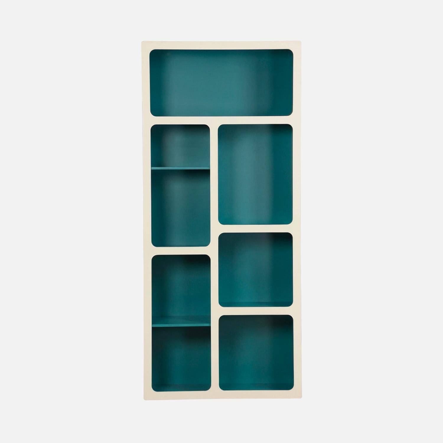 Estantería biblioteca orgánica decoración madera bicolor y 8 compartimentos Azul - 80x40x180 cm,sweeek,Photo5