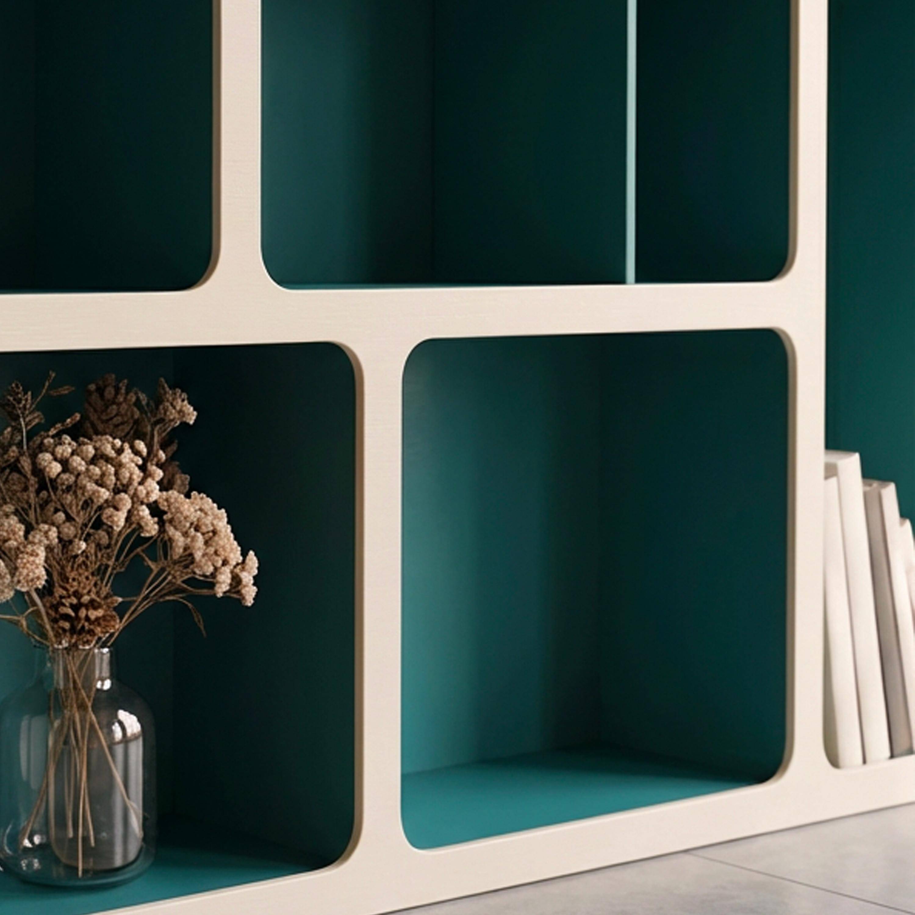 Estantería biblioteca orgánica decoración madera bicolor 8 compartimentos Azul - 80x40x180 cm Photo2