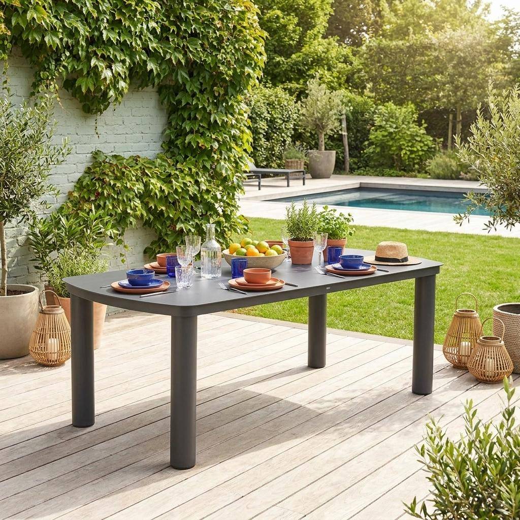 Gartentisch Aluminium 10 Plätze anthrazit