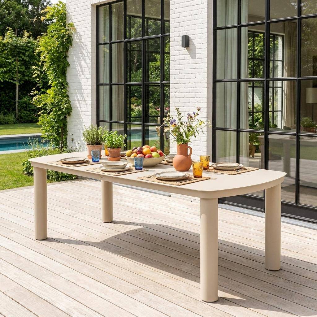 Tuintafel van aluminium met 10 plaatsen beige 225 x 100 x 75,5 cm - Zaro Photo1
