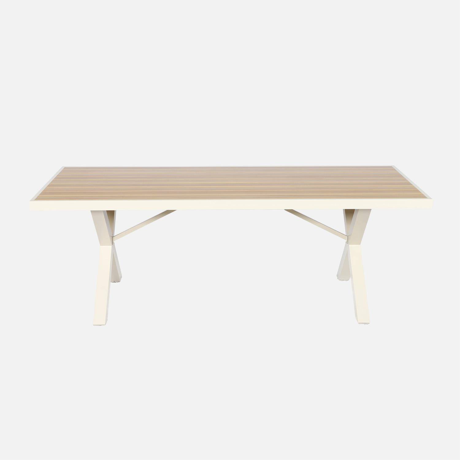 Table de jardin aluminium 8 places avec pieds en croix naturel et beige - Elina Photo2