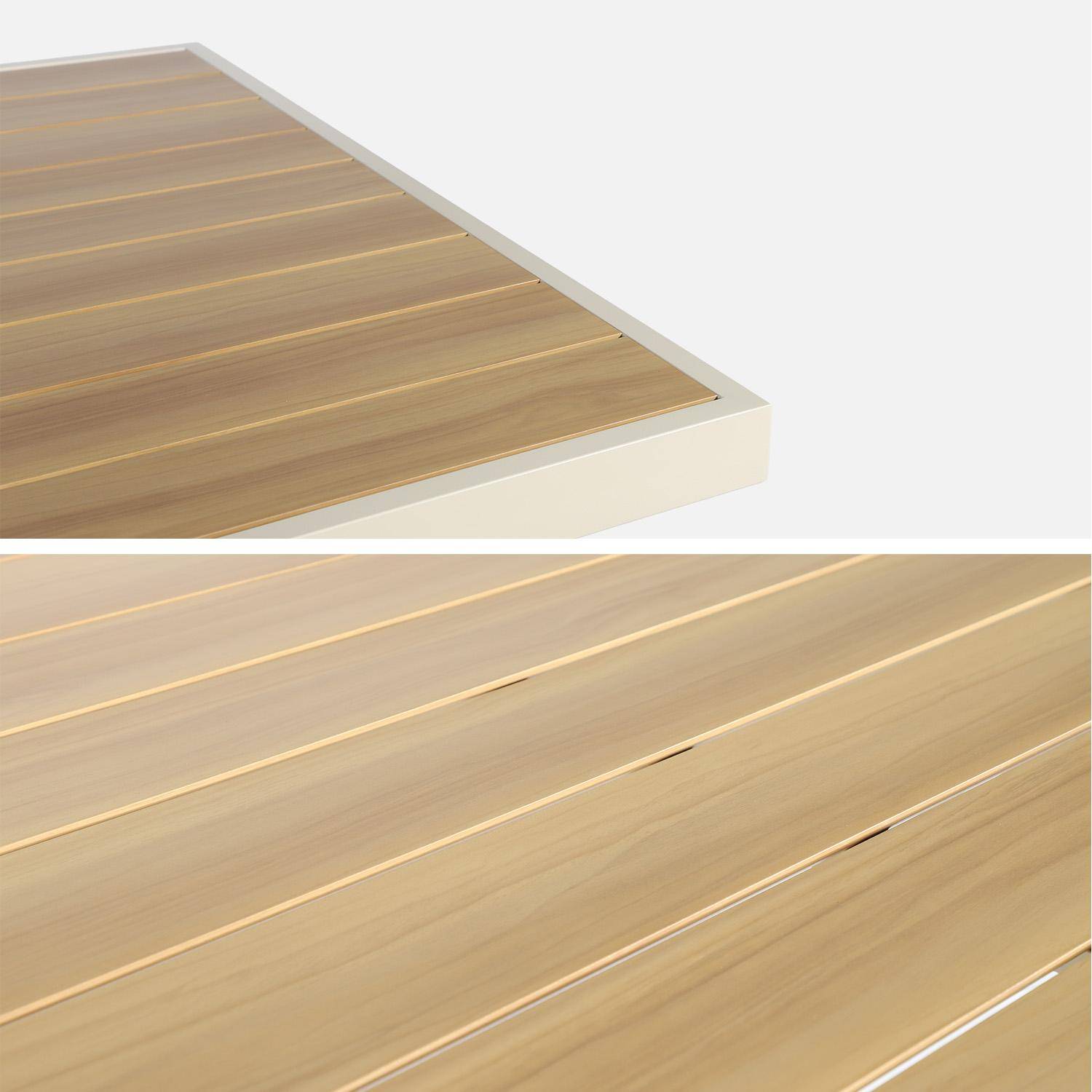 Table de jardin aluminium 8 places avec pieds en croix naturel et beige - Elina,sweeek,Photo3