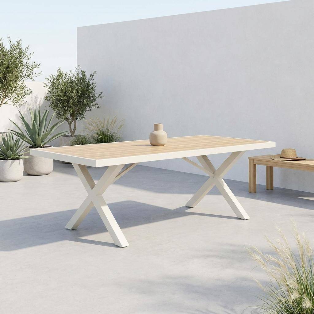 Mesa de jardim de alumínio, 8 lugares Natural - 220x99.5x76 cm Photo1