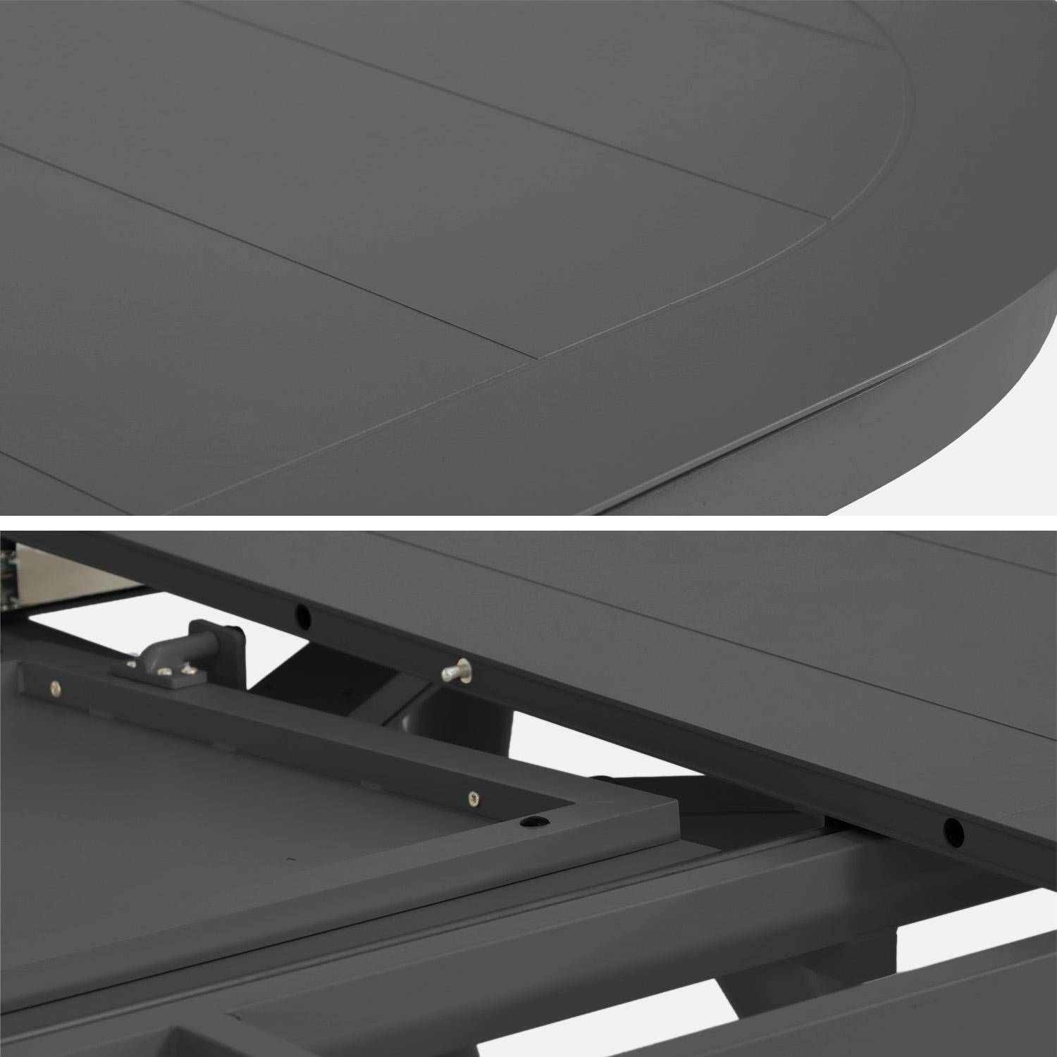 Oval extendable aluminum garden table seats 10 anthracite 220/280x100x75 cm - Metora,sweeek,Photo5