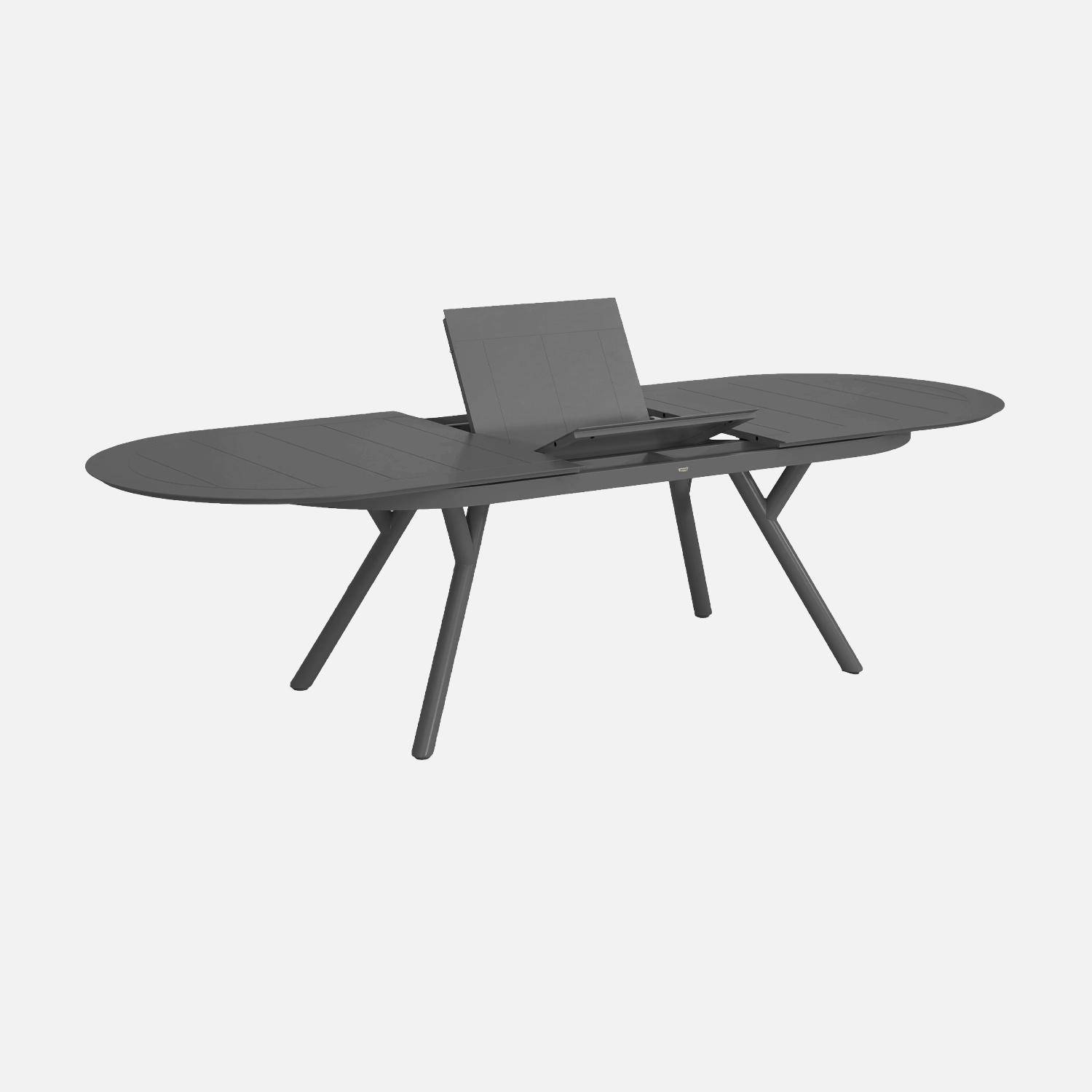Uitschuifbare ovale aluminium tuintafel voor 10 personen antraciet - Metora,sweeek,Photo4