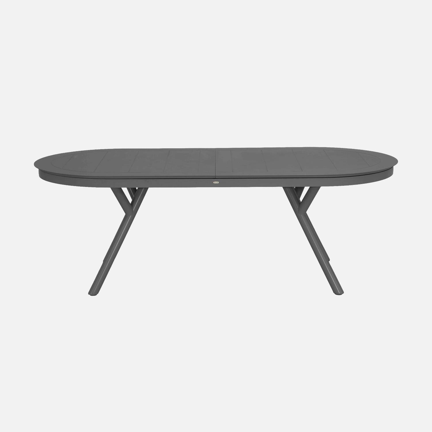 Uitschuifbare ovale aluminium tuintafel voor 10 personen antraciet - Metora,sweeek,Photo5