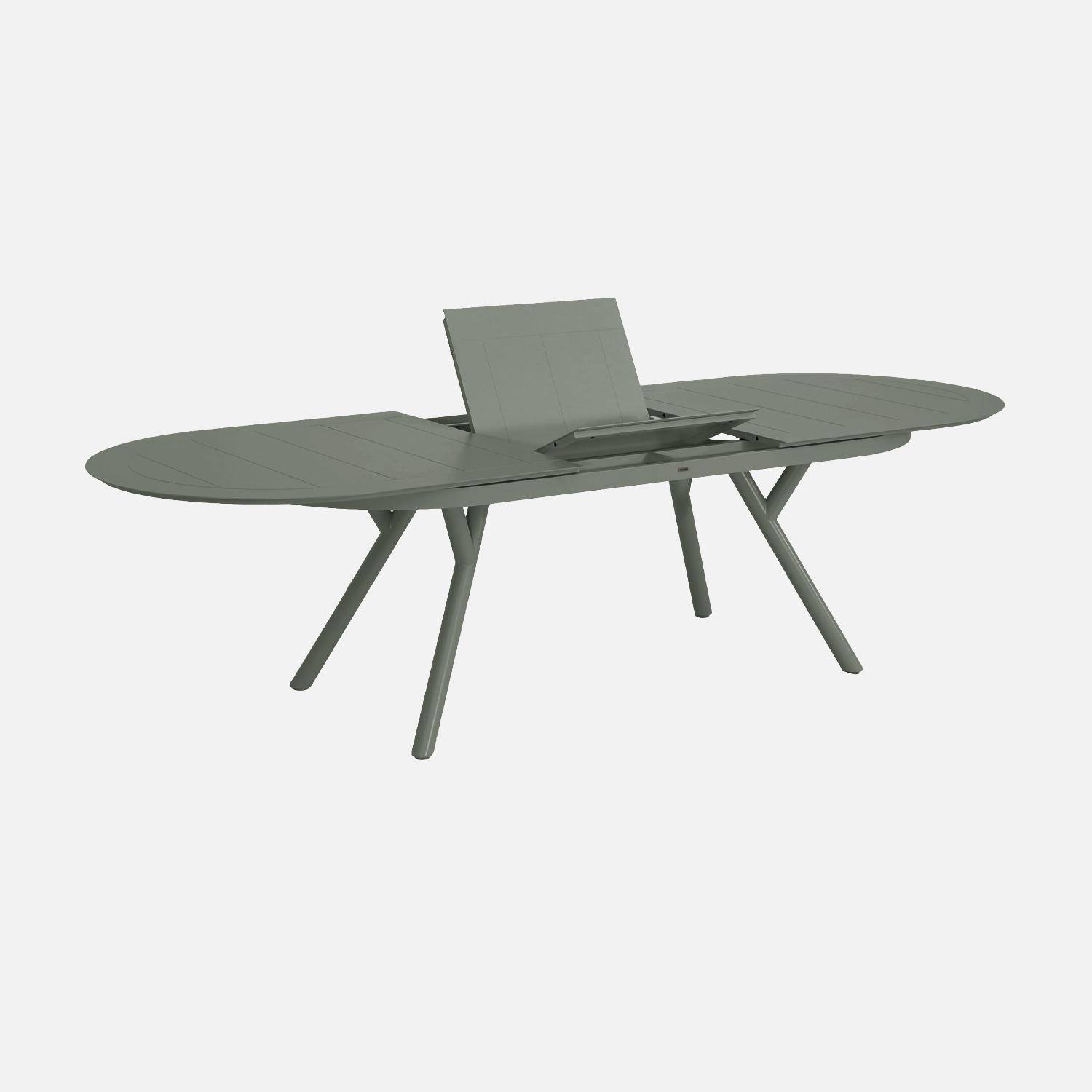 Uitschuifbare ovale aluminium tuintafel voor 10 personen kaki - Metora,sweeek,Photo4