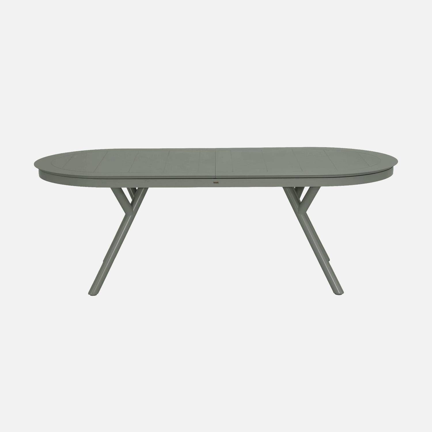 Uitschuifbare ovale aluminium tuintafel voor 10 personen kaki - Metora,sweeek,Photo5