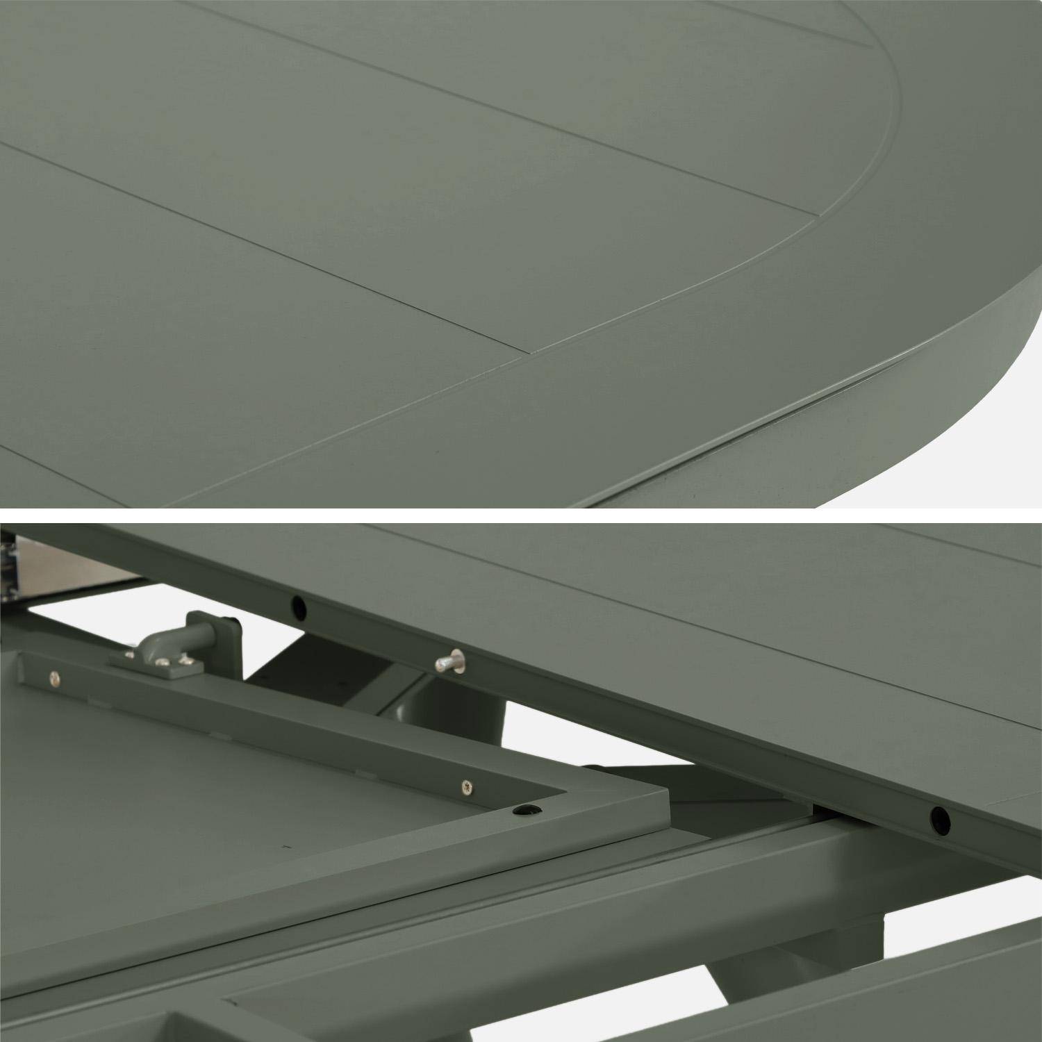 Oval extendable aluminum garden table seats 10 khaki green 220/280x100x75 cm - Metora,sweeek,Photo5