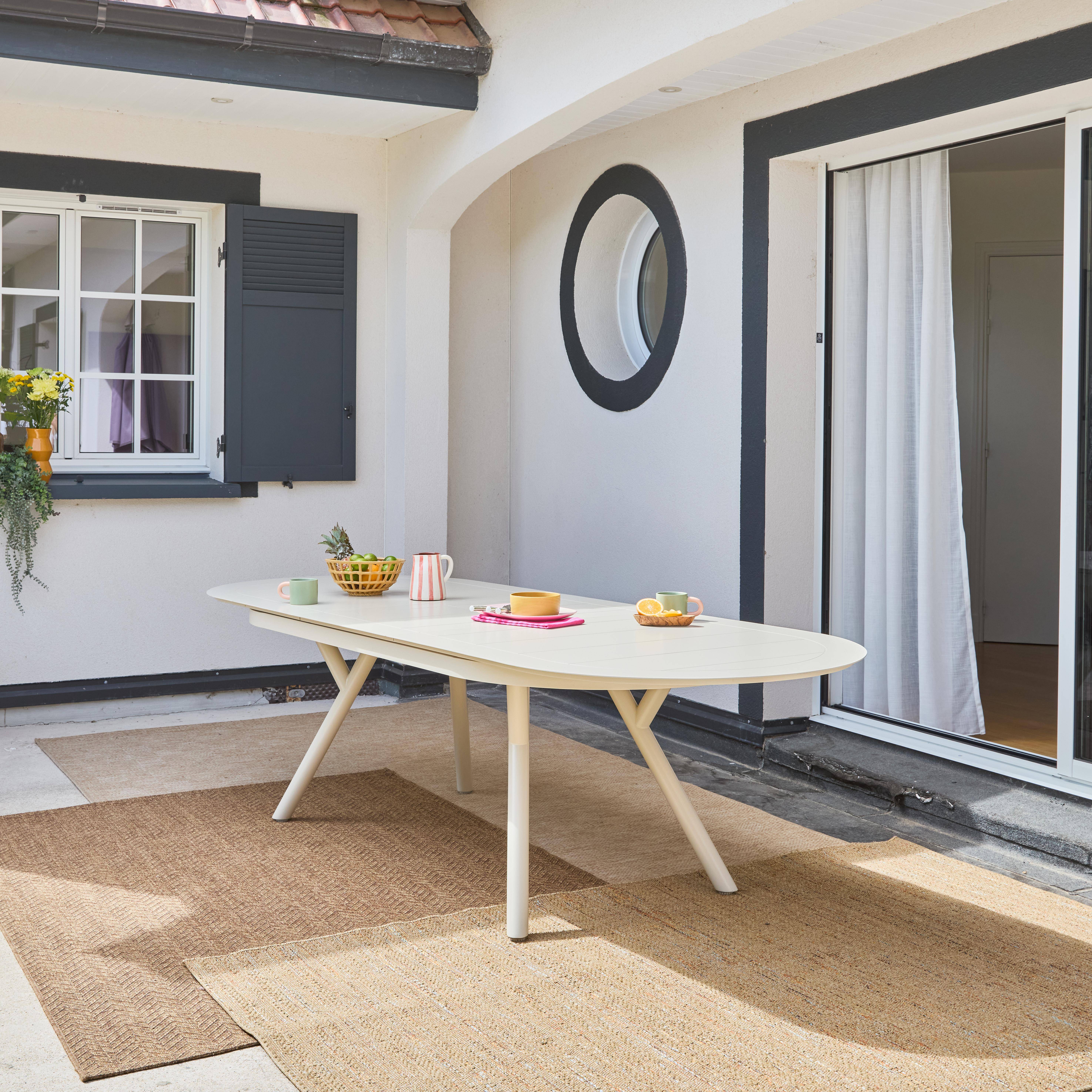 Uitschuifbare ovale aluminium tuintafel voor 10 personen beige - Metora,sweeek,Photo2