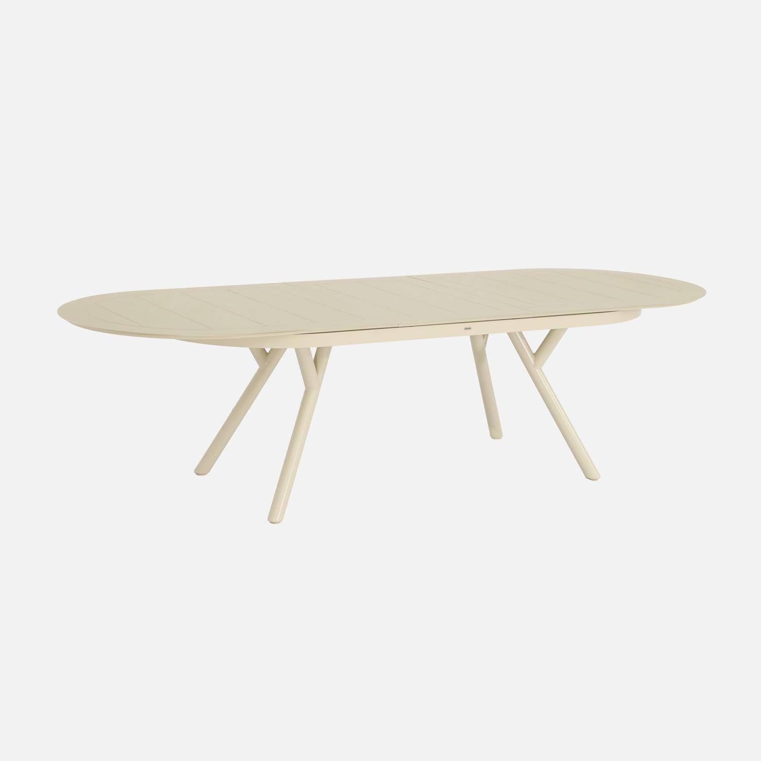 Tavolo da giardino ovale allungabile in alluminio, 10 posti Beige - 280x100x75 cm Photo4
