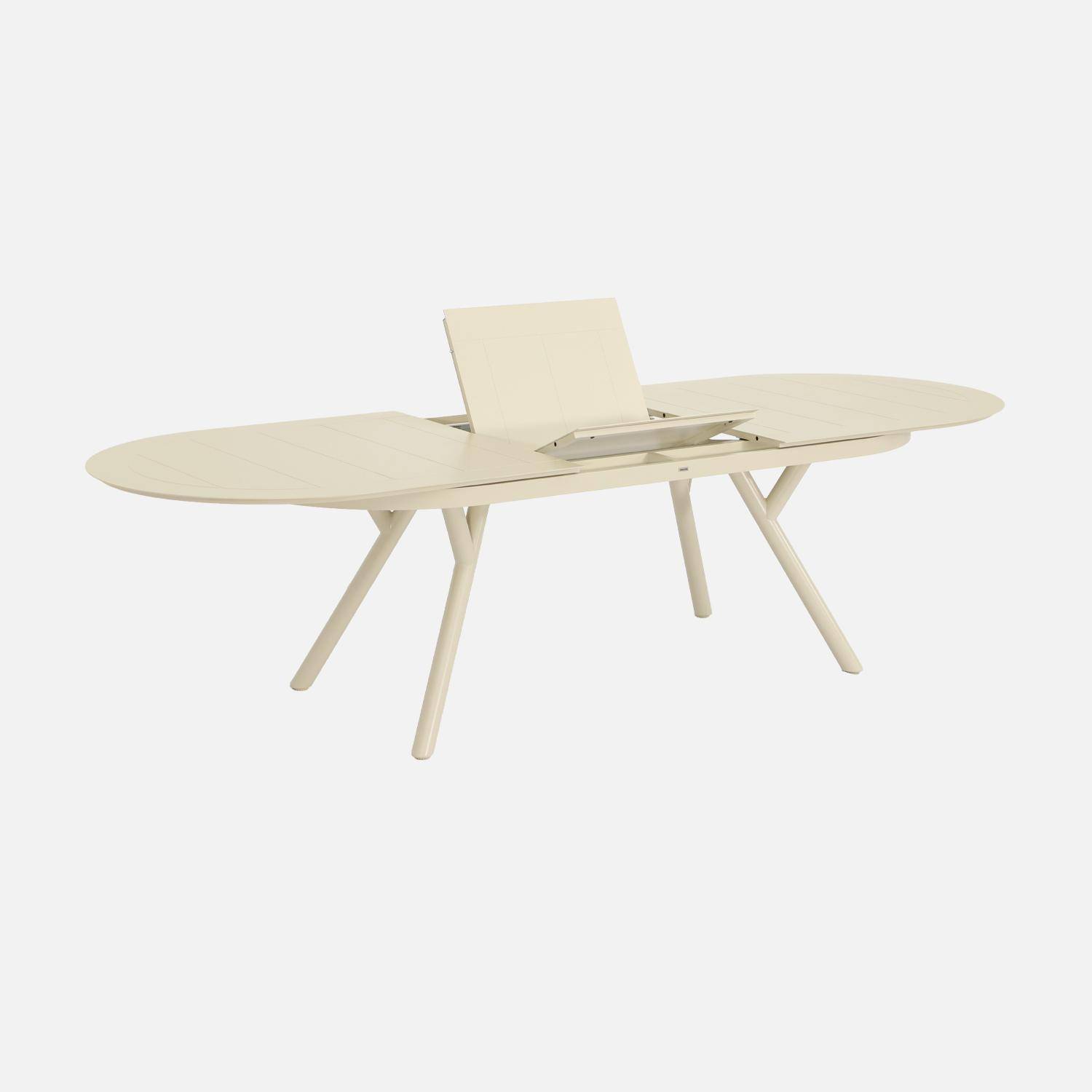 Tavolo da giardino ovale allungabile in alluminio, 10 posti Beige - 280x100x75 cm Photo6