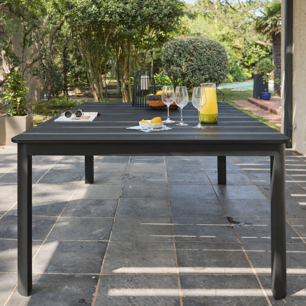 Ausziehbarer Gartentisch aus Aluminium für 12 Personen in anthrazit