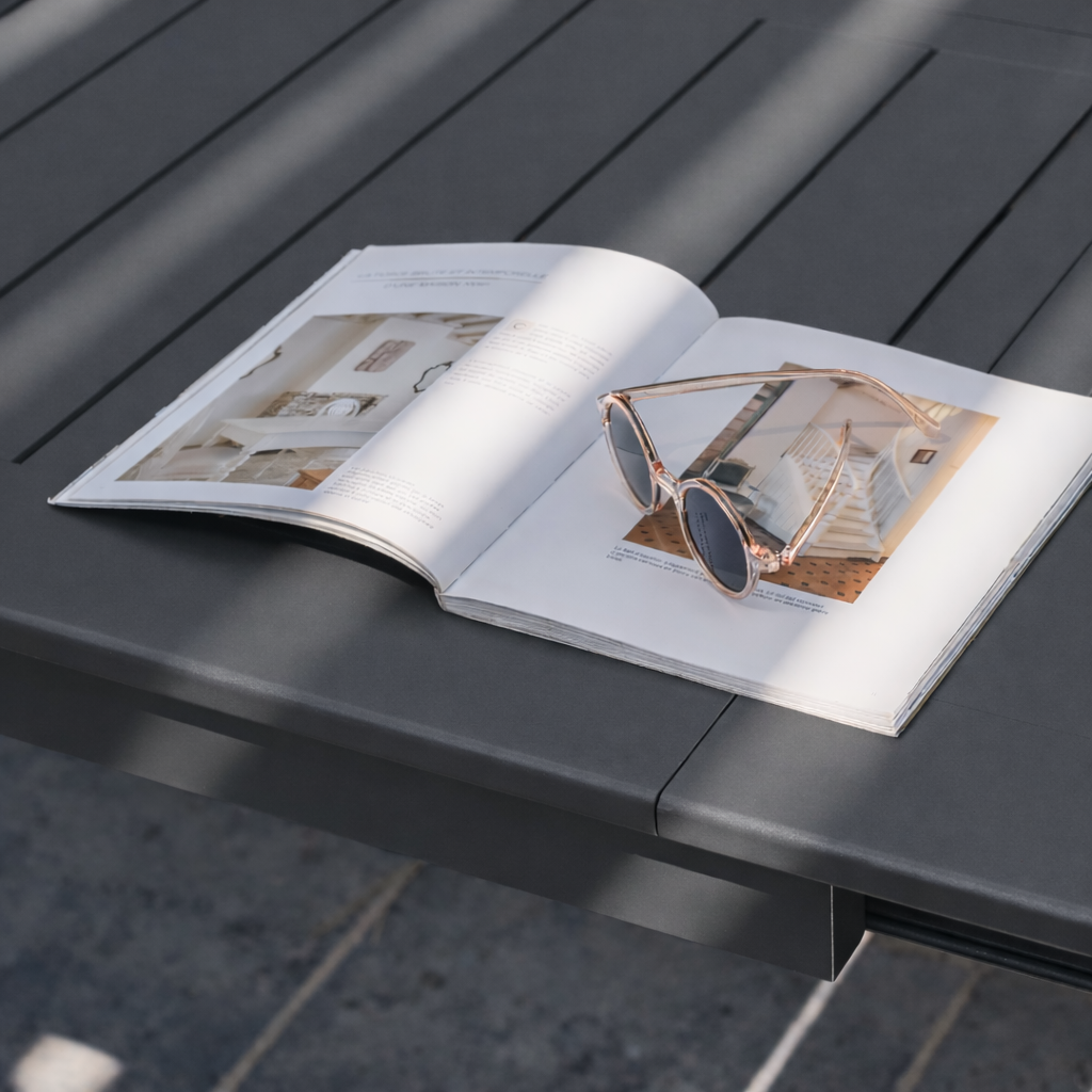 Uitschuifbare tuintafel aluminium tot 12 plaatsen antraciet - Karo Photo3