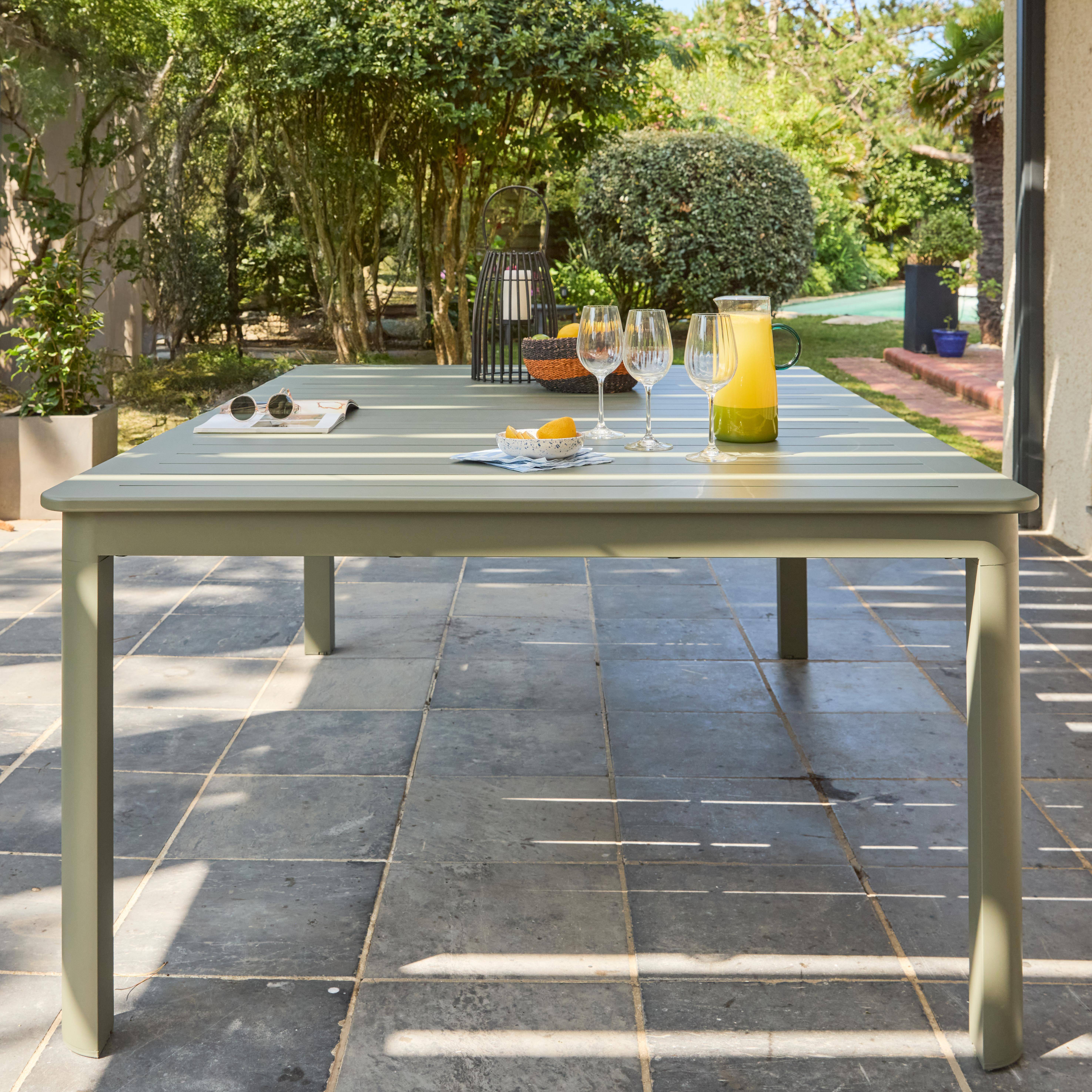 Ausziehbarer Gartentisch Aluminium 12 Plätze khaki