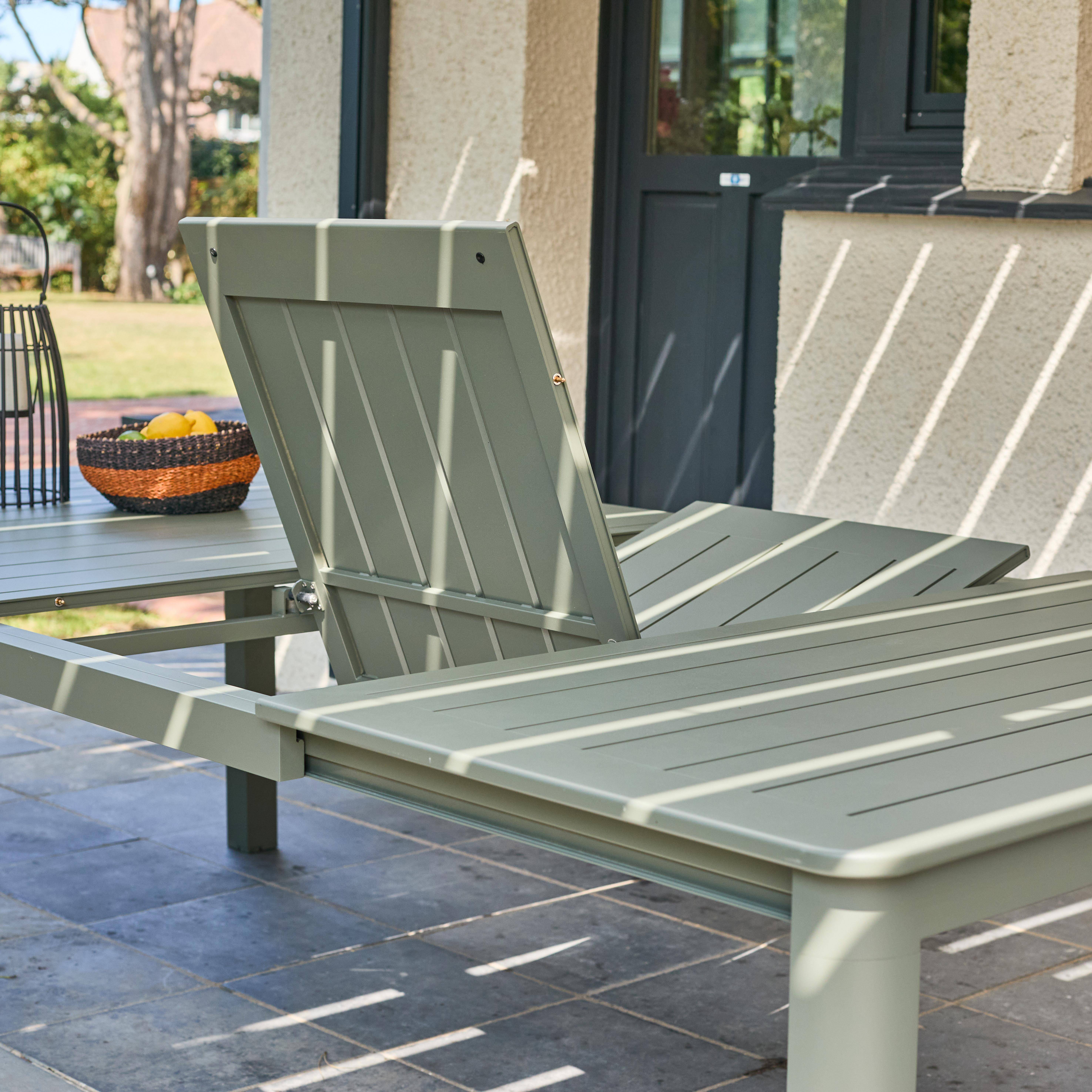 Uitschuifbare aluminium tuintafel tot 12 plaatsen kaki - Karo Photo6