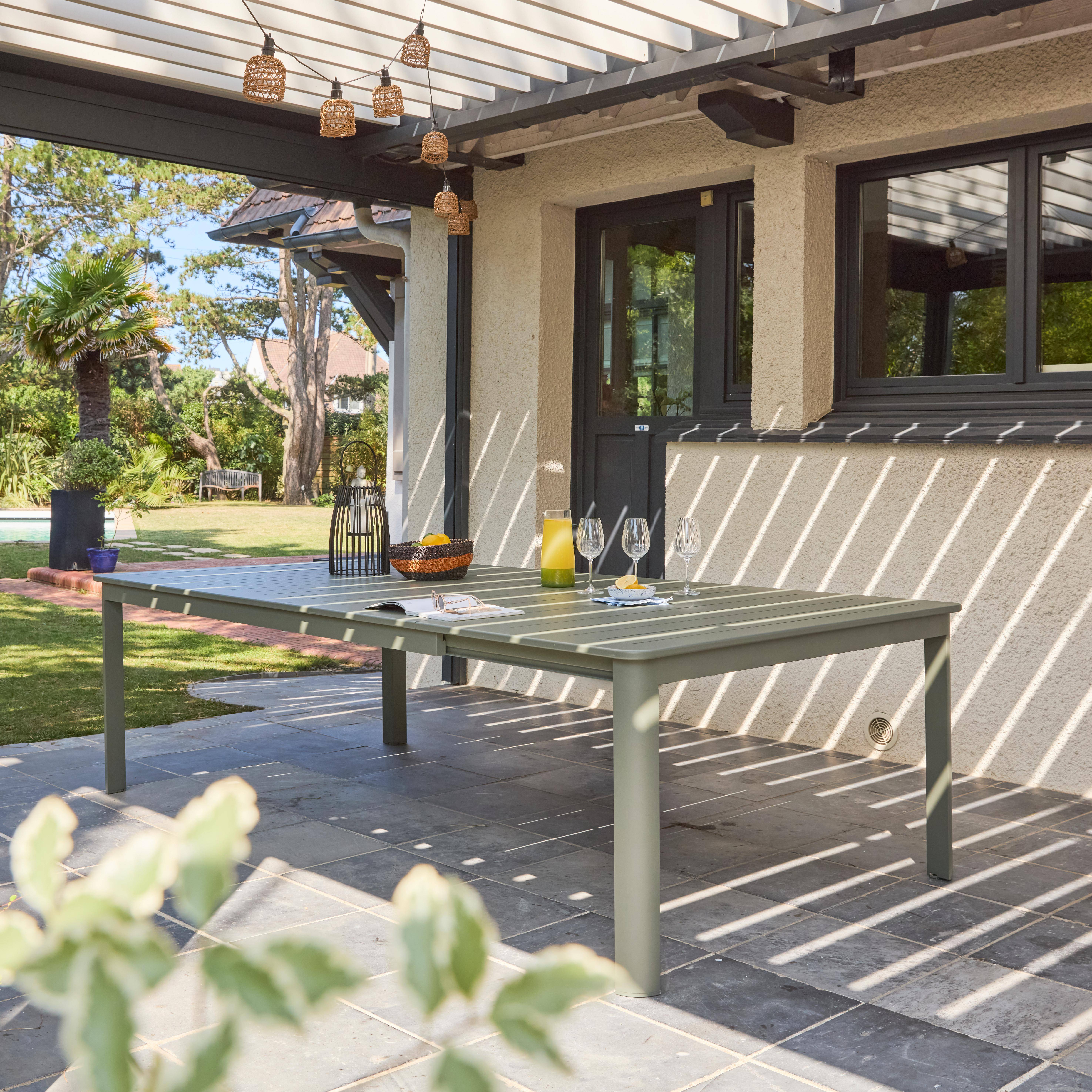 Uitschuifbare aluminium tuintafel tot 12 plaatsen kaki - Karo Photo1