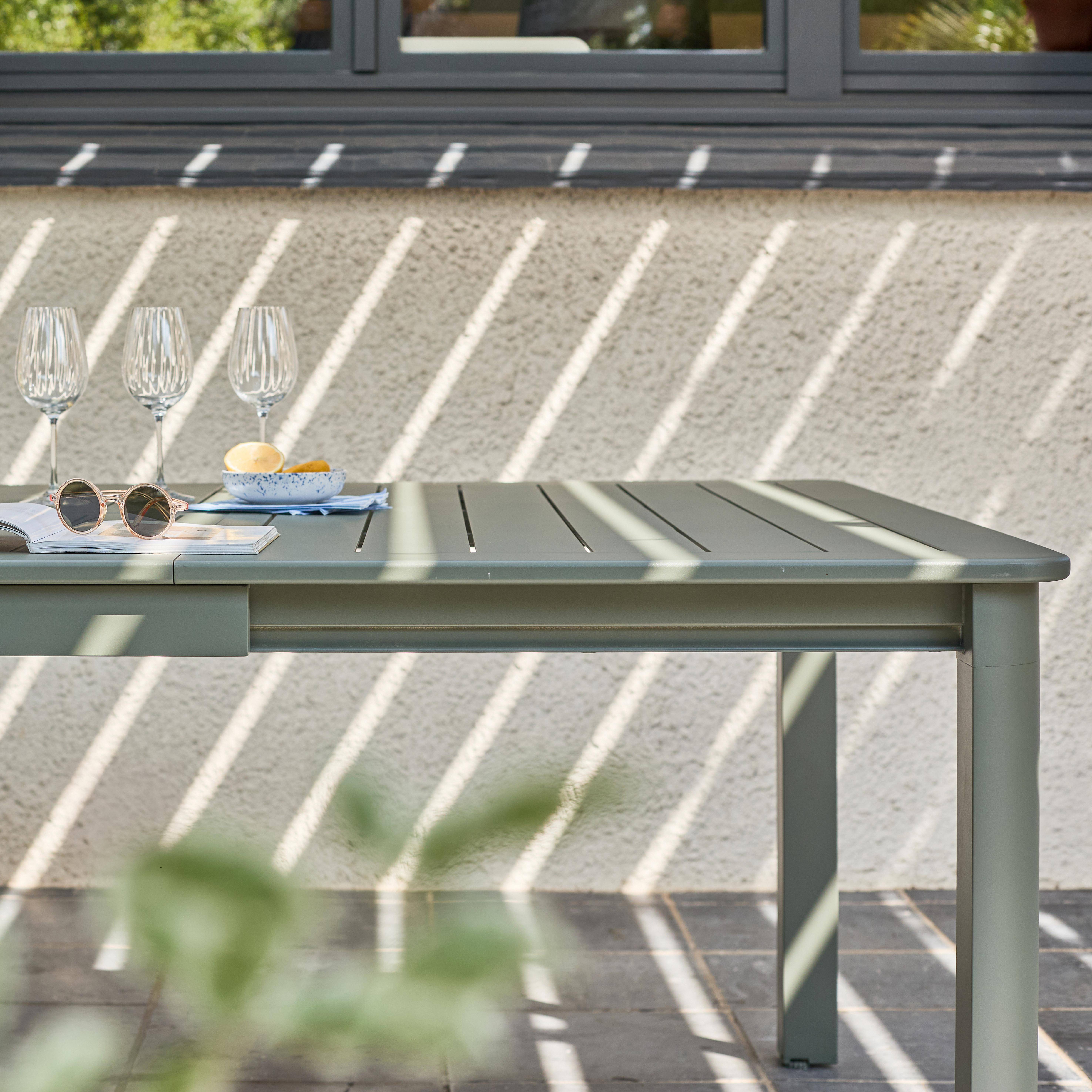 Uitschuifbare aluminium tuintafel tot 12 plaatsen kaki - Karo Photo5