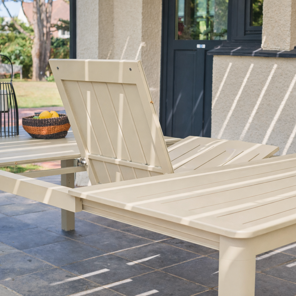 Uitschuifbare aluminium tuintafel tot 12 plaatsen beige - Karo Photo5