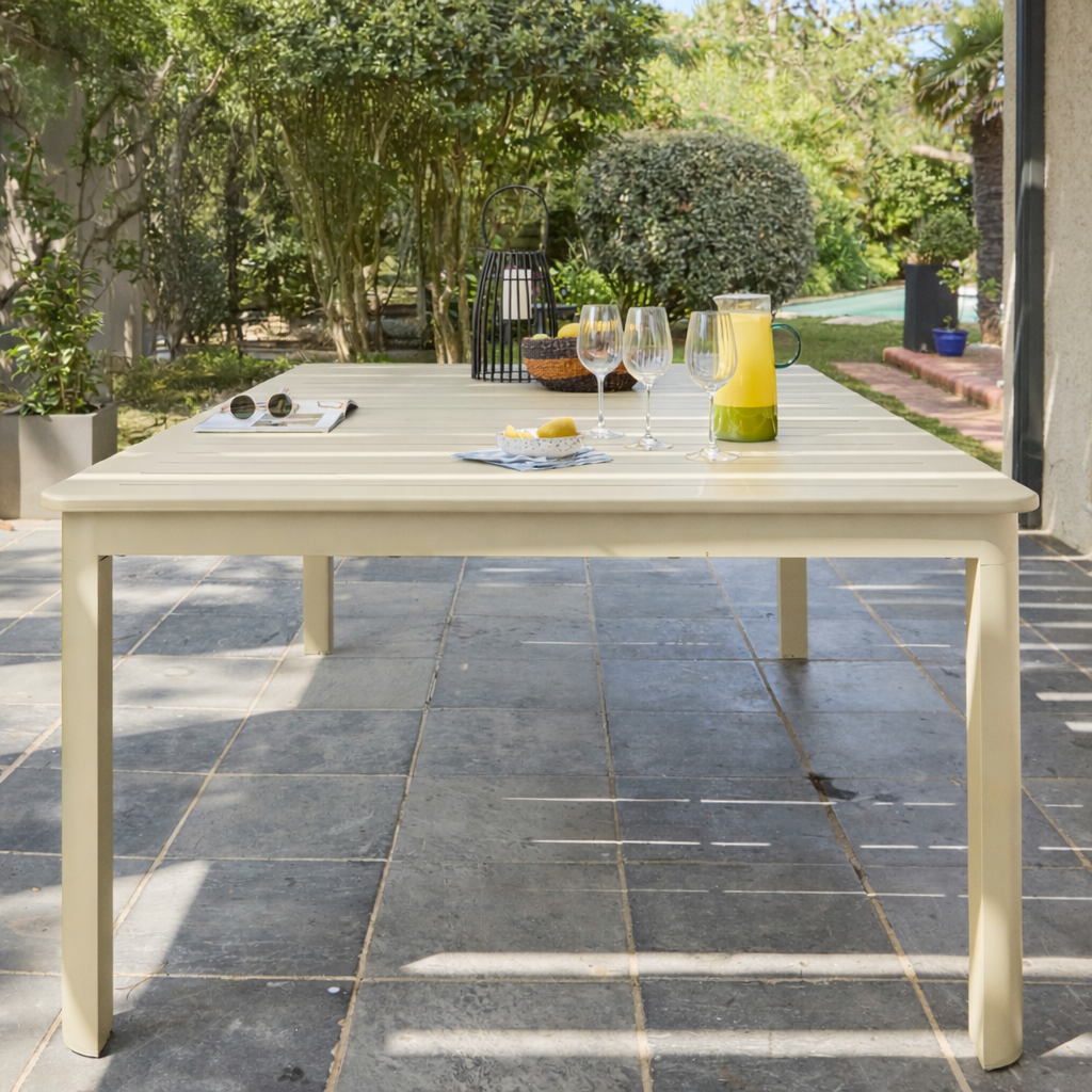 Uitschuifbare aluminium tuintafel tot 12 plaatsen beige - Karo Photo2