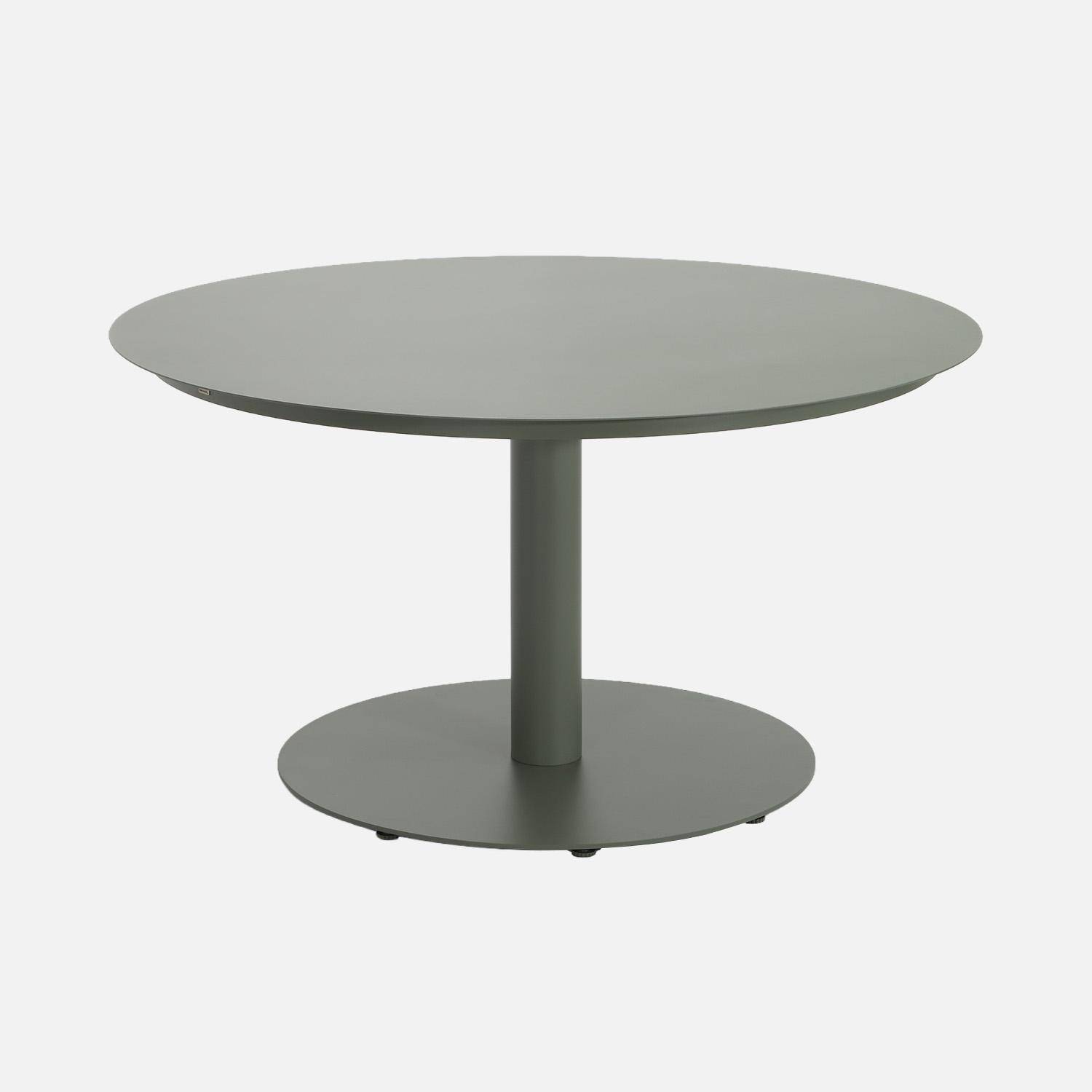 Table de jardin ronde aluminium 6 places kaki - Oreva Photo1