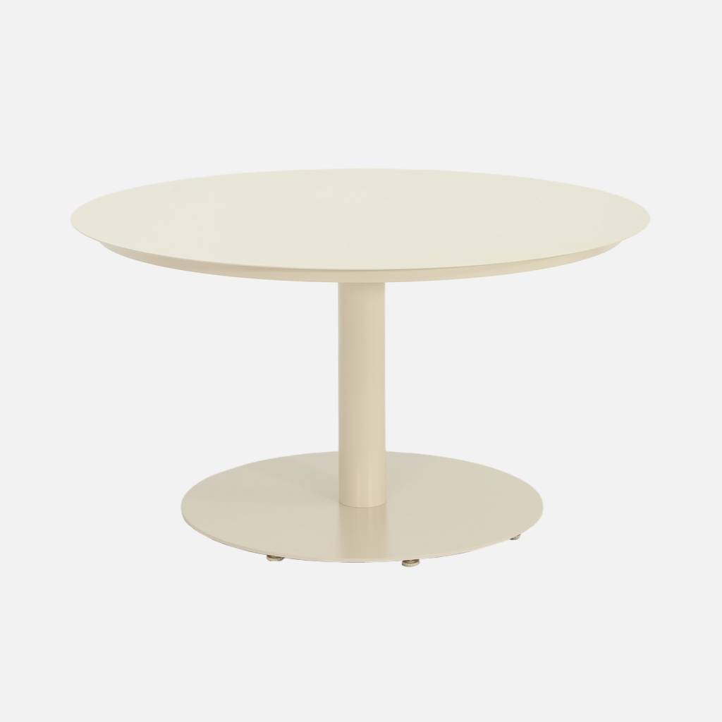 Table de jardin ronde aluminium 6 places beige