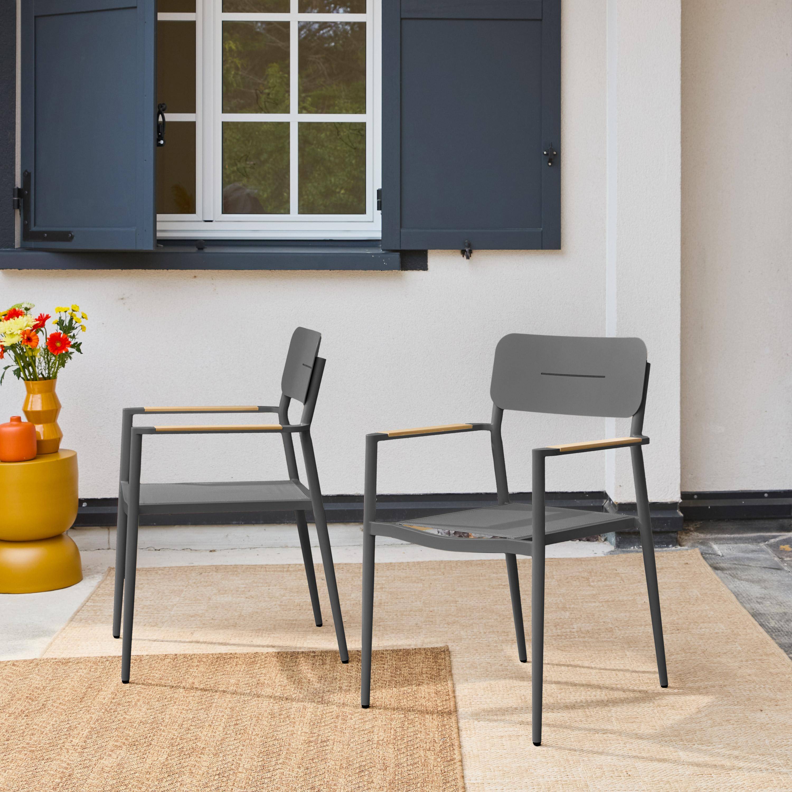 Zestaw 2 krzeseł ogrodowych z aluminium i tekstolitu antracytowego - Fira Photo2