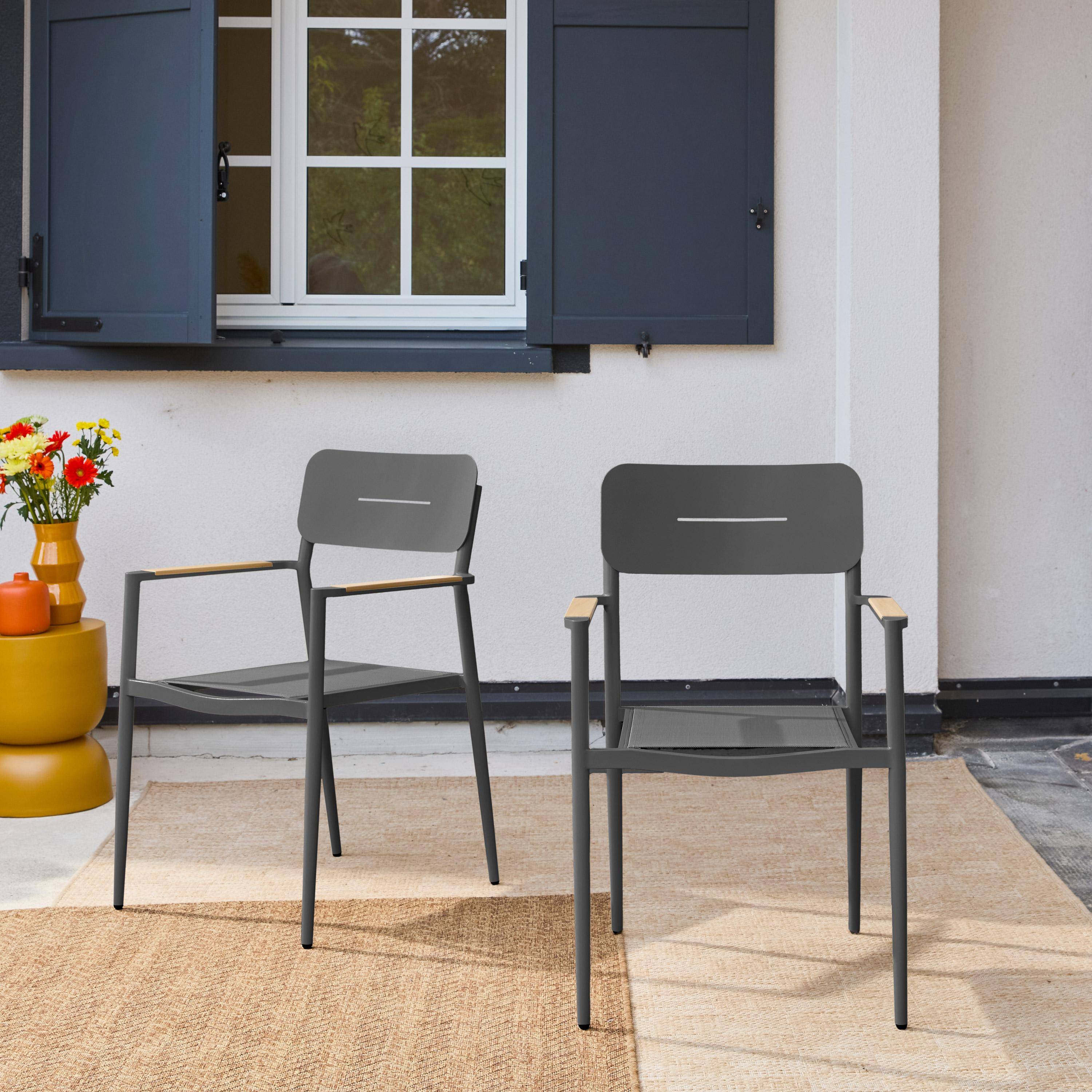 Zestaw 2 krzeseł ogrodowych z aluminium i tekstolitu antracytowego - Fira,sweeek,Photo1