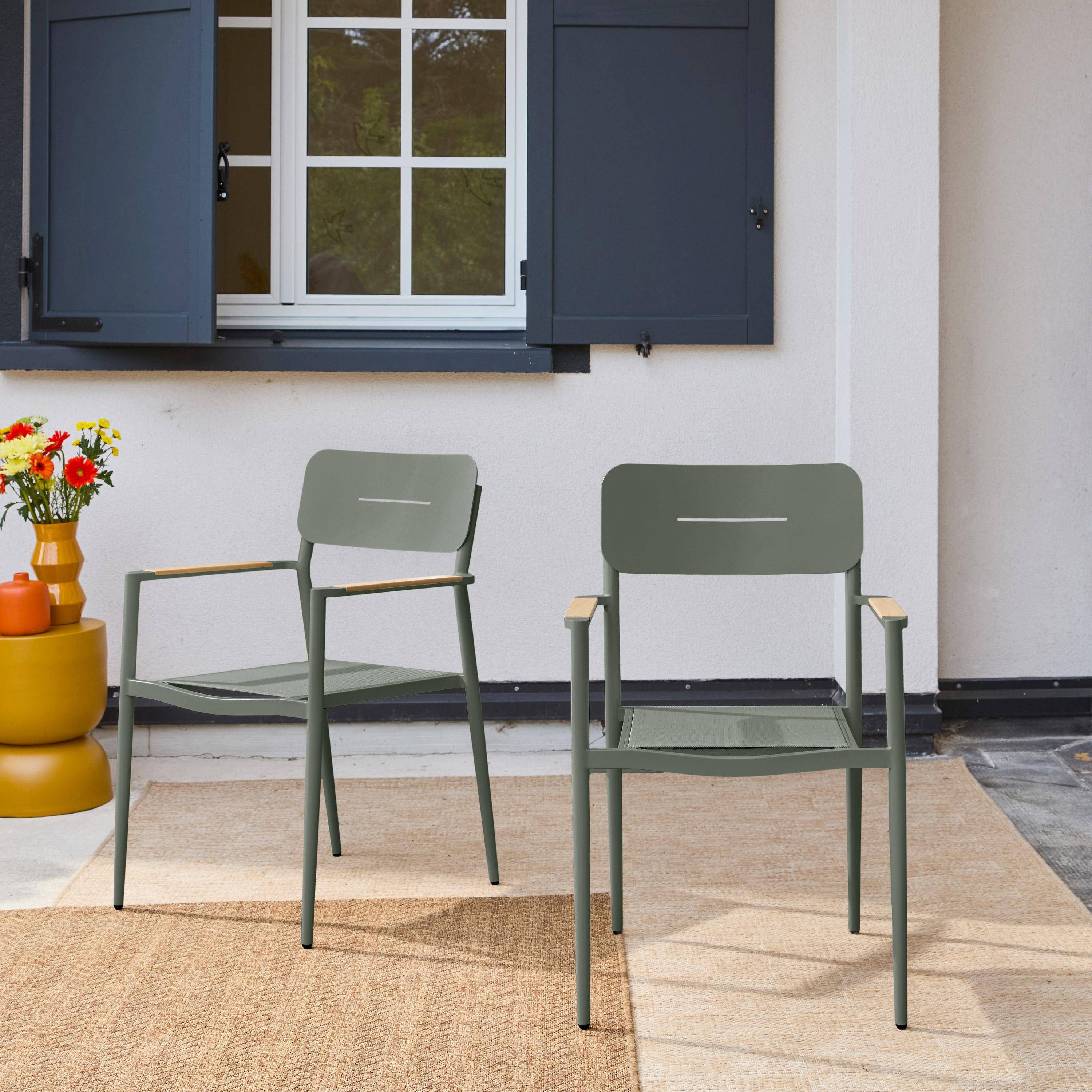 Zestaw 2 krzeseł ogrodowych z aluminium i tekstolitu khaki - Fira Photo1