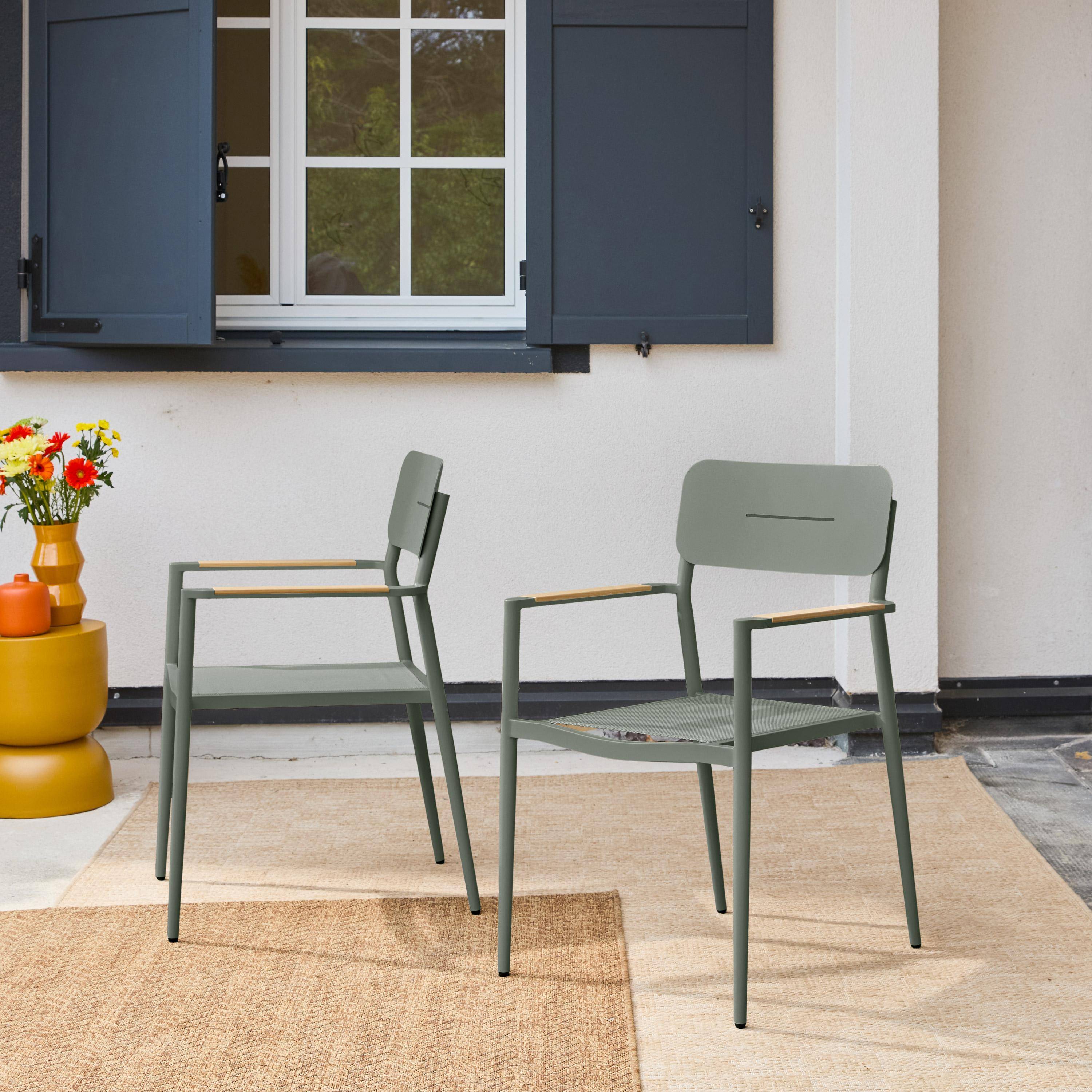 Zestaw 2 krzeseł ogrodowych z aluminium i tekstolitu khaki - Fira Photo2