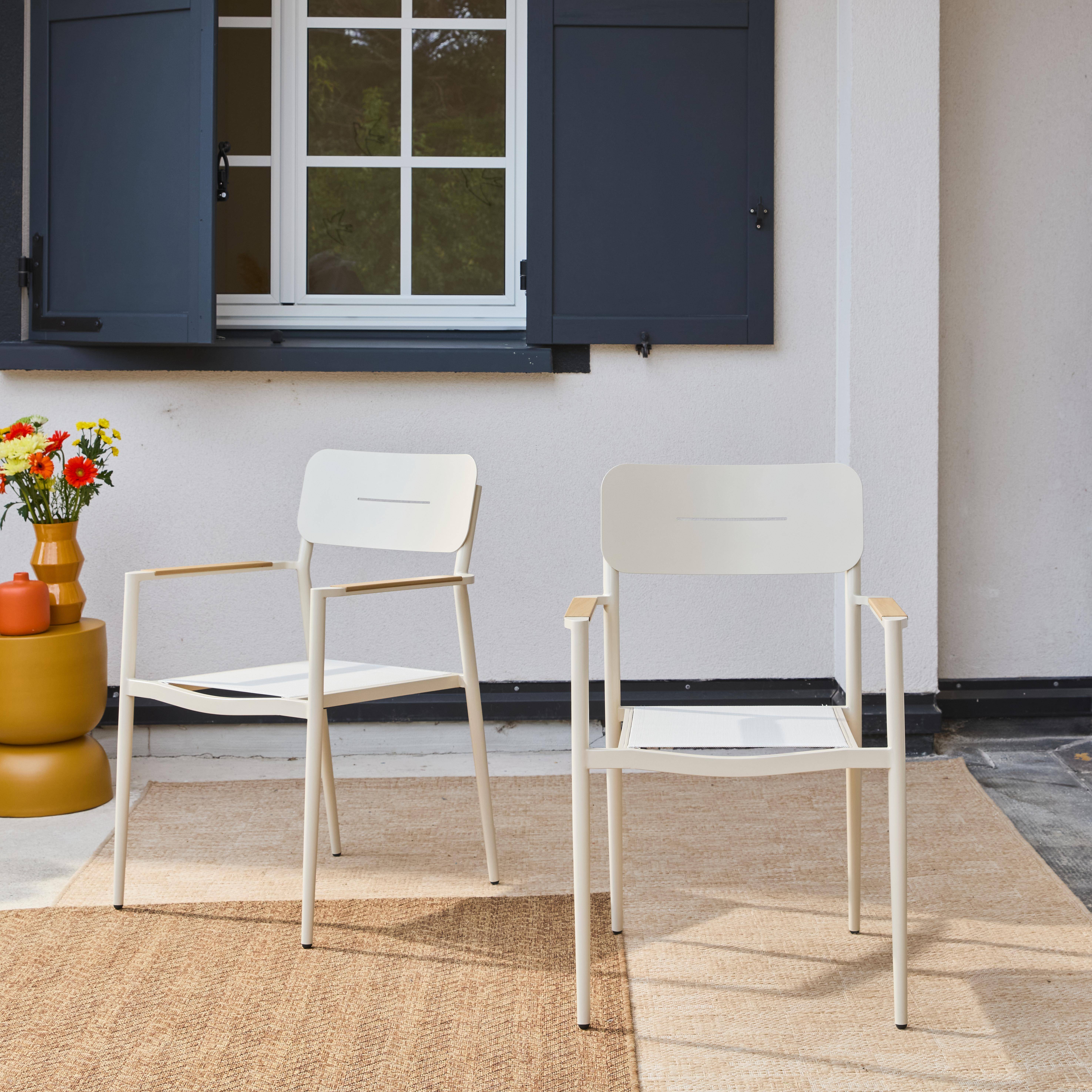 Set of 2 garden armchairs, aluminium and textilene beige 58x56x86 cm - Fira,sweeek,Photo1