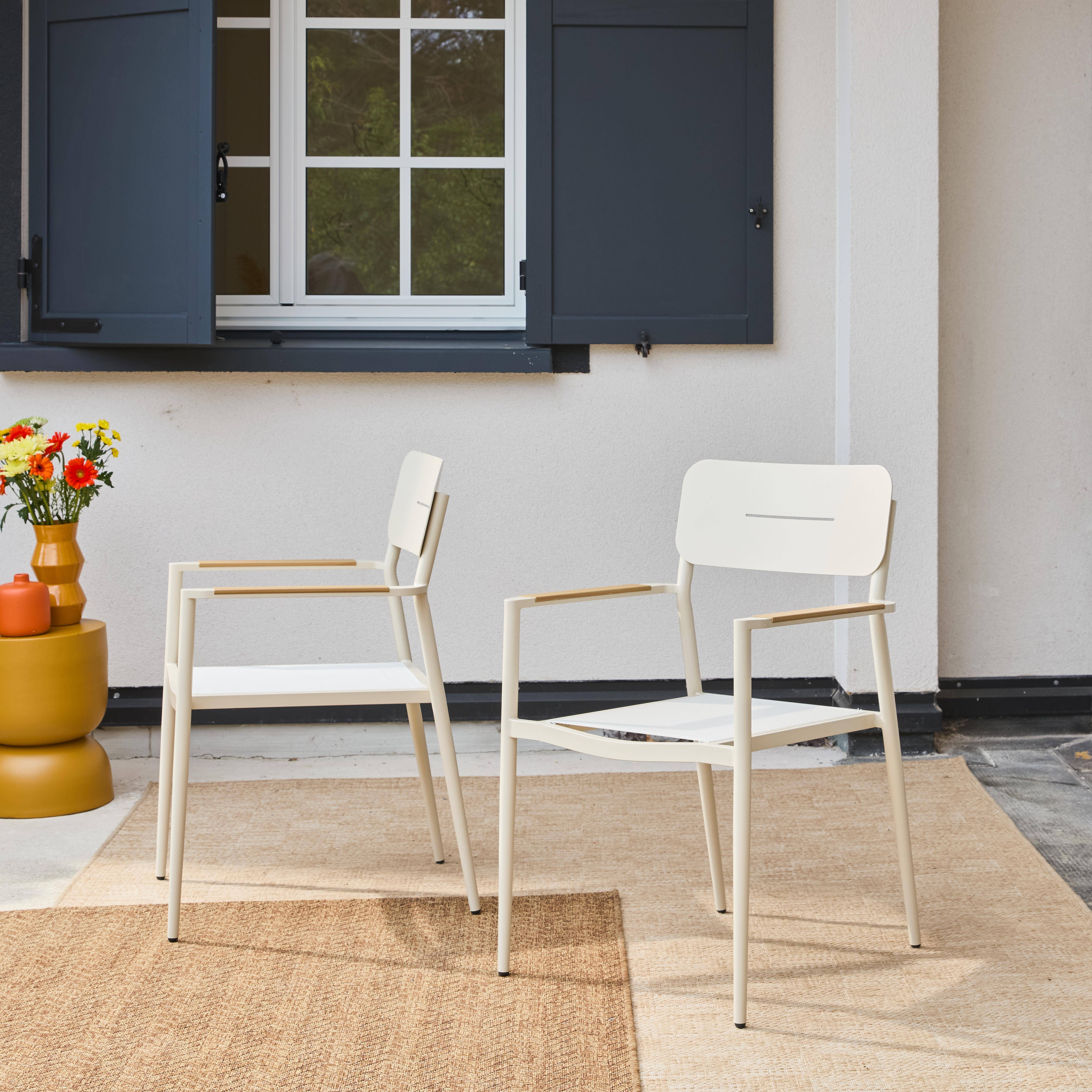 Set of 2 garden armchairs, aluminium and textilene beige 58x56x86 cm - Fira,sweeek,Photo2