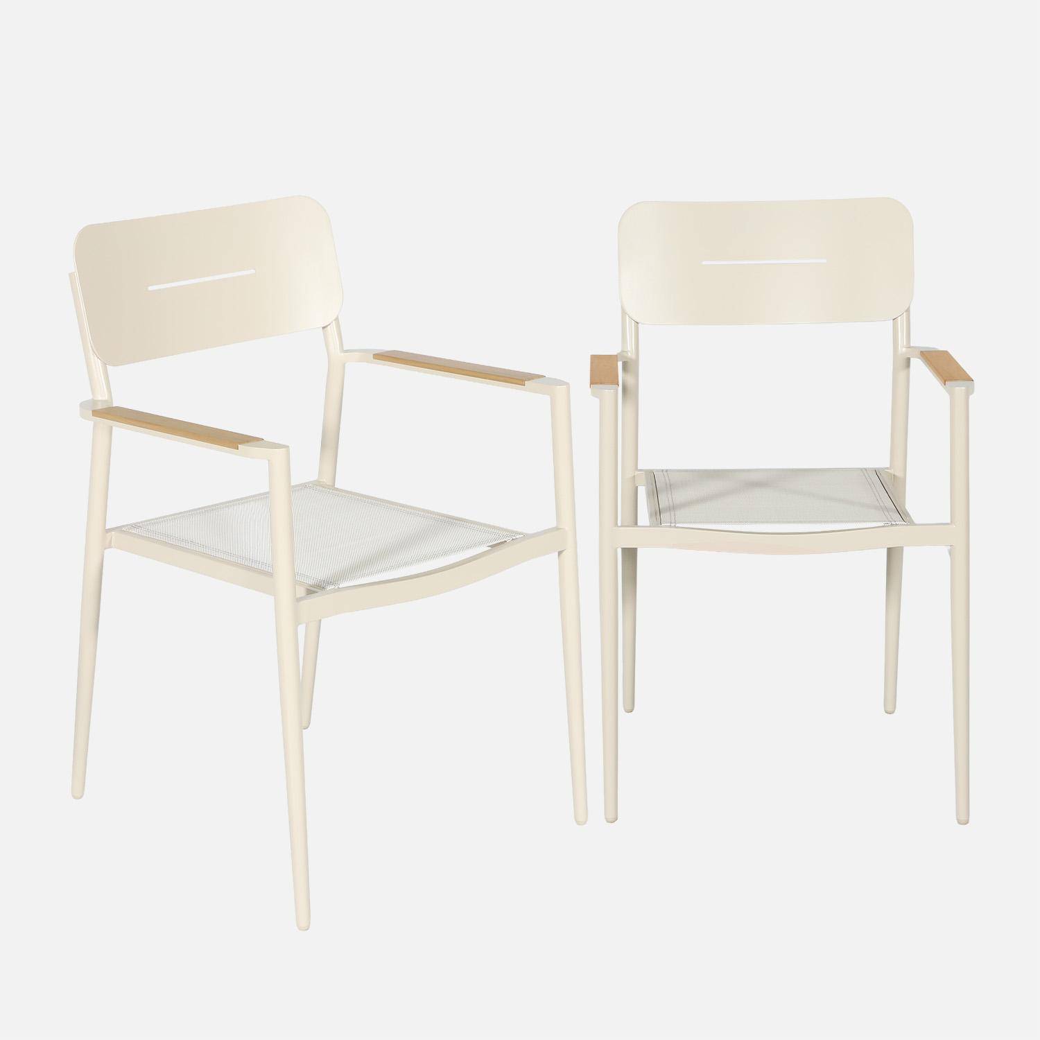 2er-Set Gartenstühle aus Aluminium und Textilene beige - Fira,sweeek,Photo1