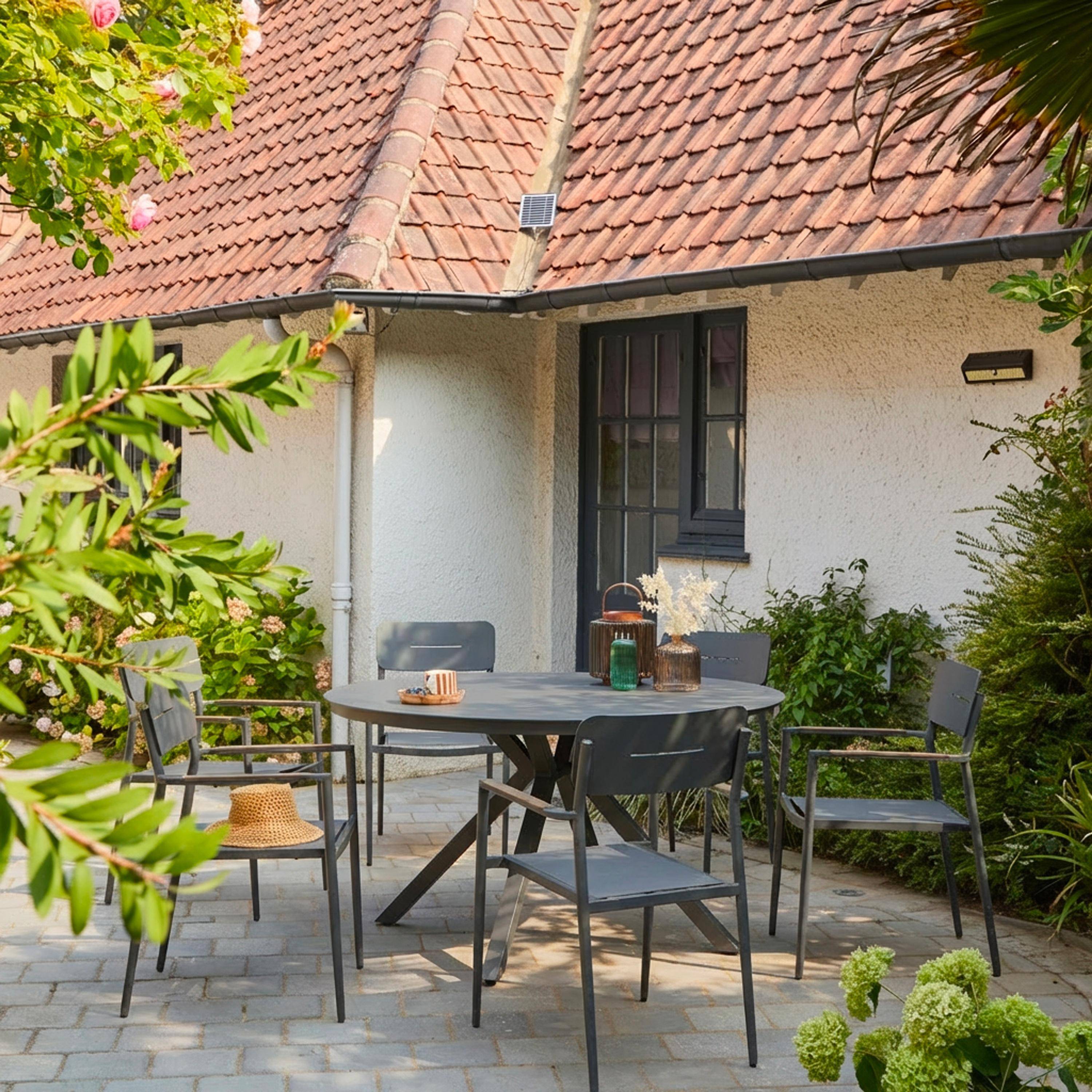 Set 4 sedie da giardino in alluminio e textilene Antracite - 58x56x86 cm,sweeek,Photo1