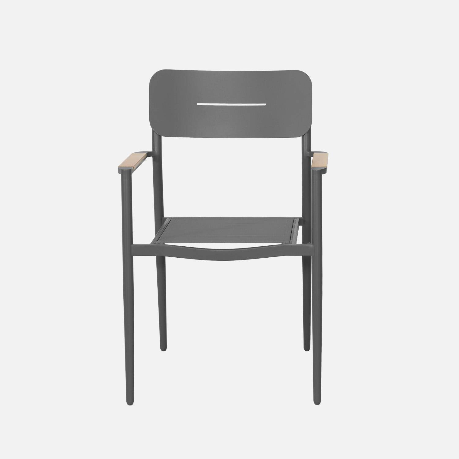 4er-Set Gartenstühle aus Aluminium und Textilene anthrazit - Fira Photo3