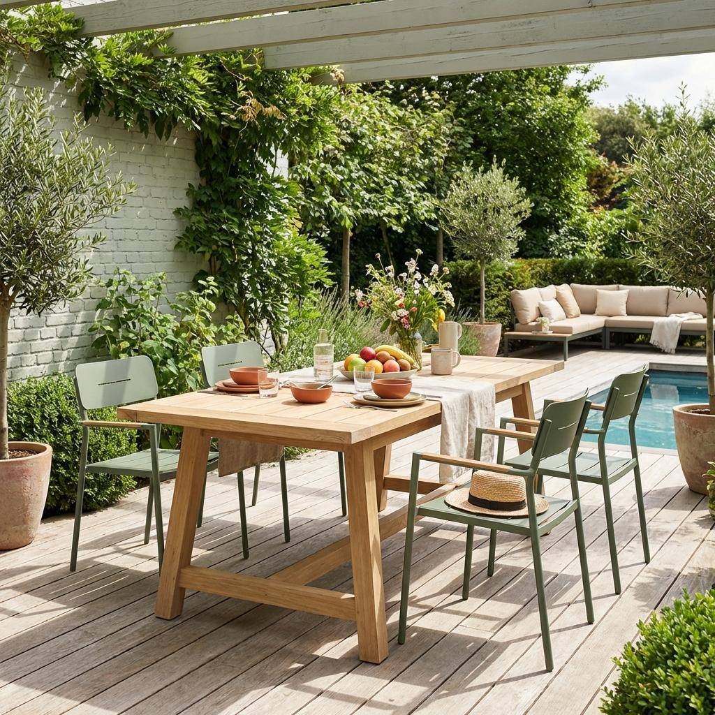 4er-Set Gartenstühle aus Aluminium und Textilene khaki - Fira Photo1