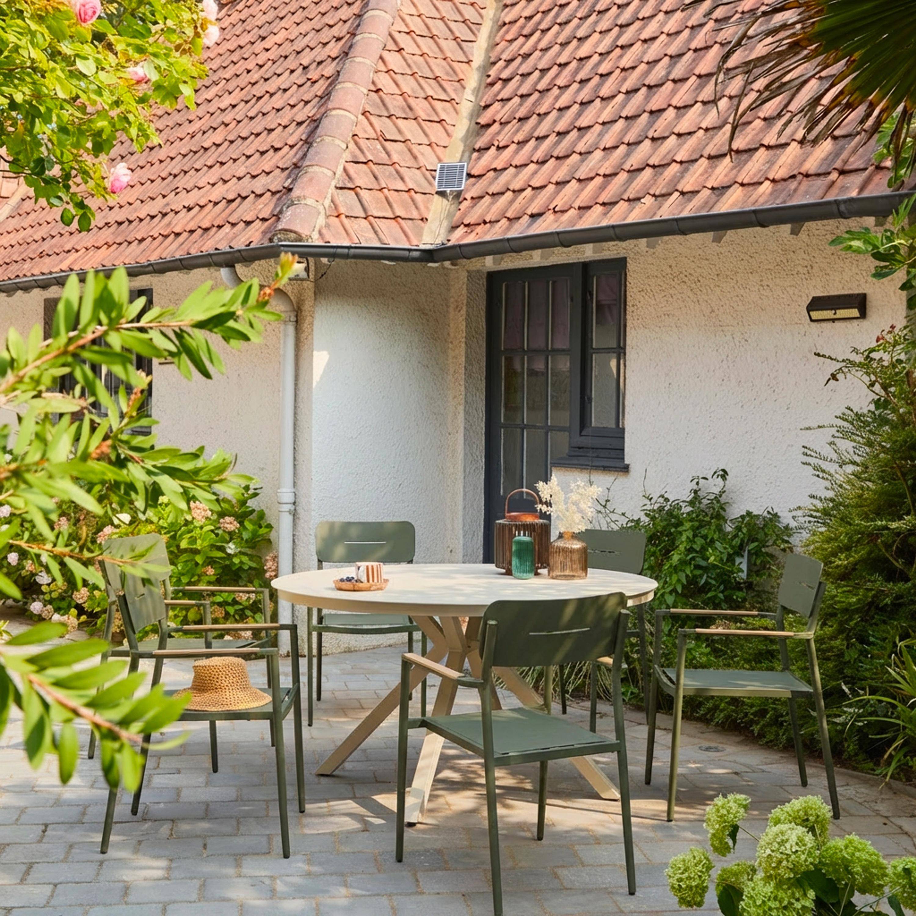 Set 4 sedie da giardino in alluminio e textilene Verde kaki - 58x56x86 cm,sweeek,Photo1