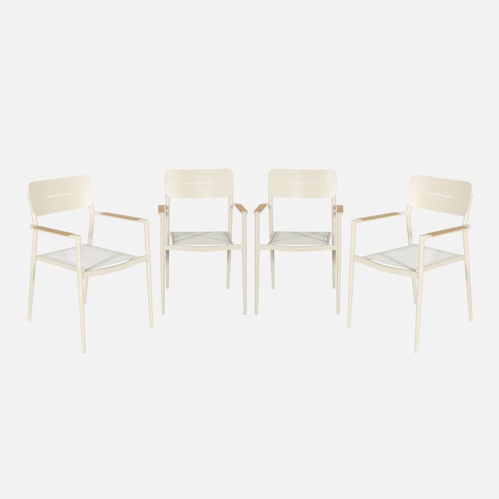 4er-Set Gartenstühle aus Aluminium und Textilene beige