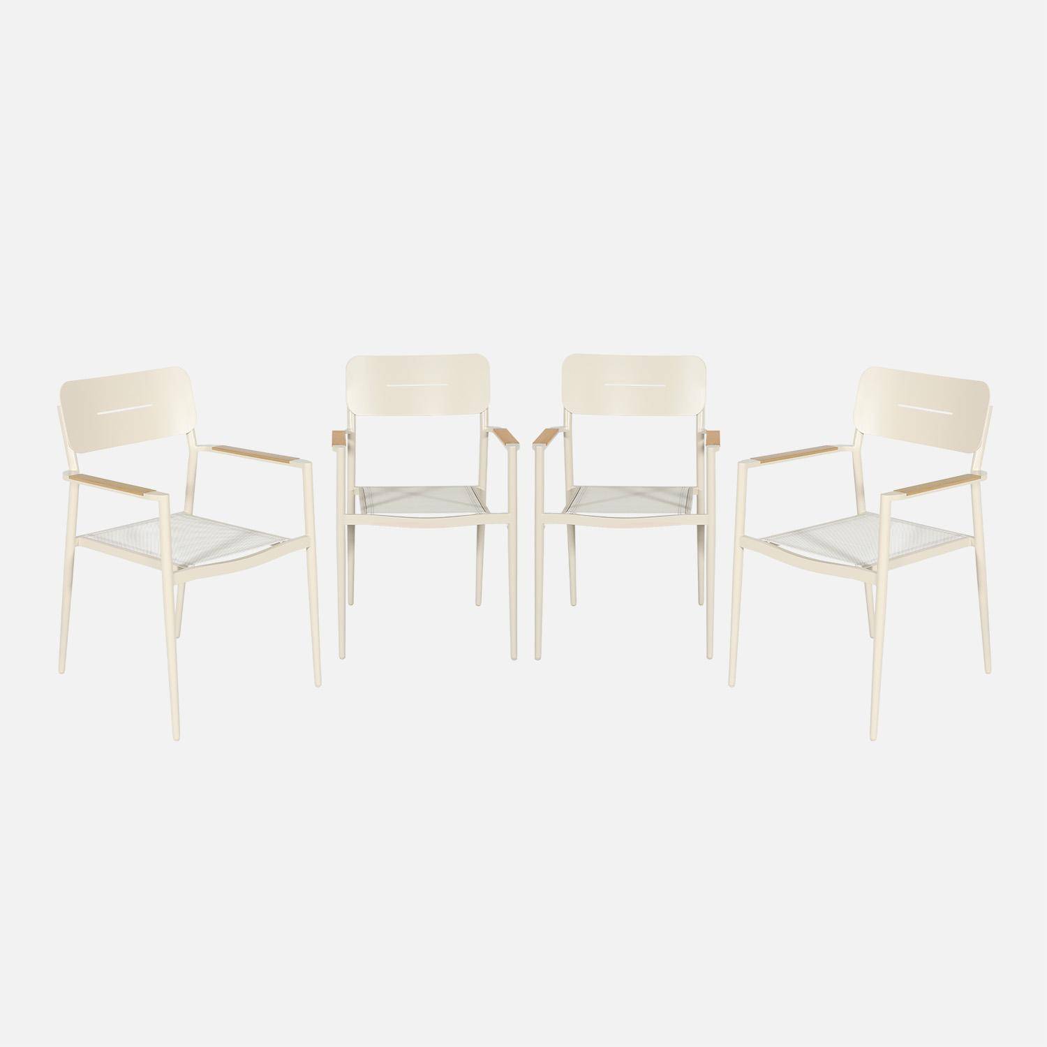 4er-Set Gartenstühle aus Aluminium und Textilene beige - Fira Photo1