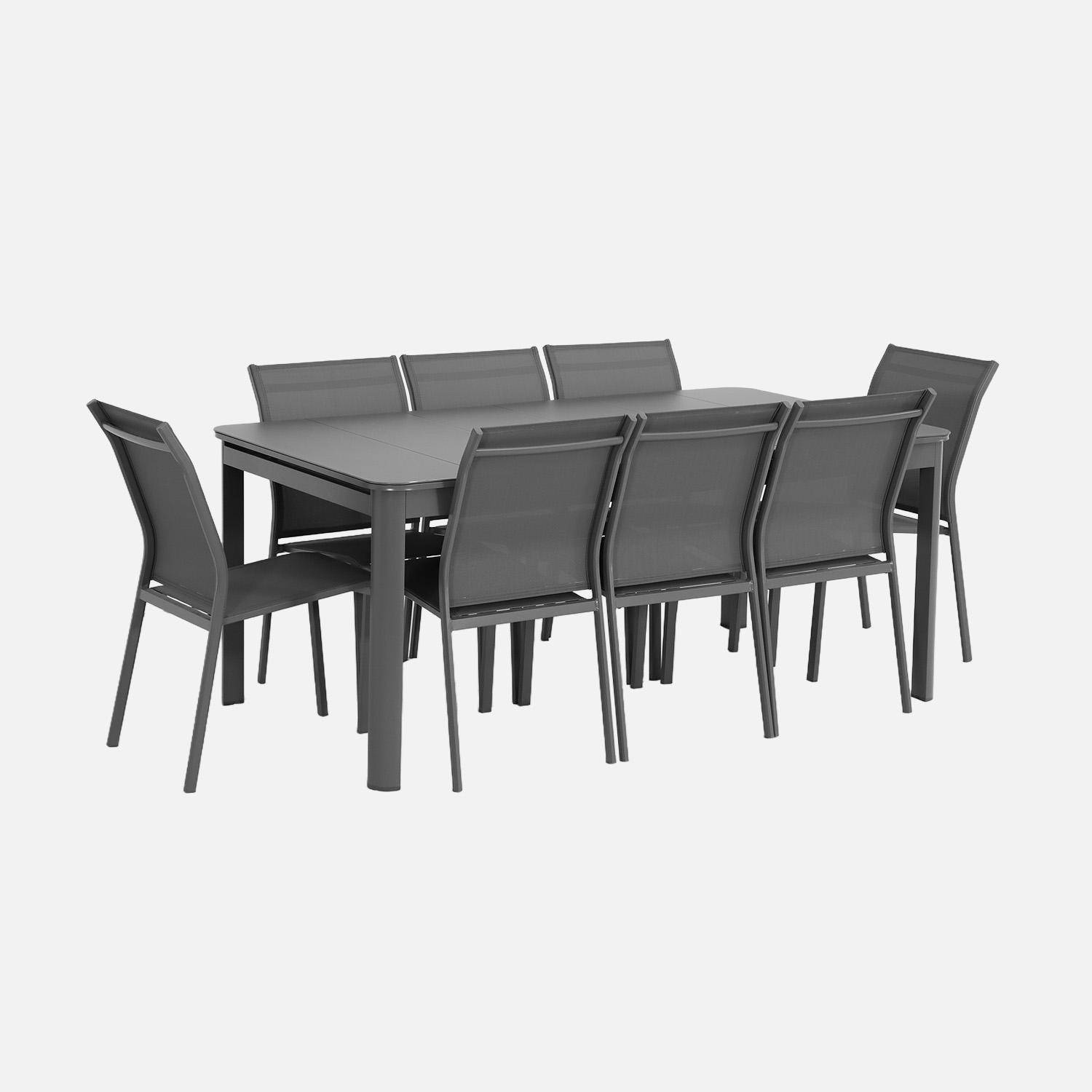 Table de jardin extensible aluminium + 8 assises anthracite - Soria / Buffalo Photo1